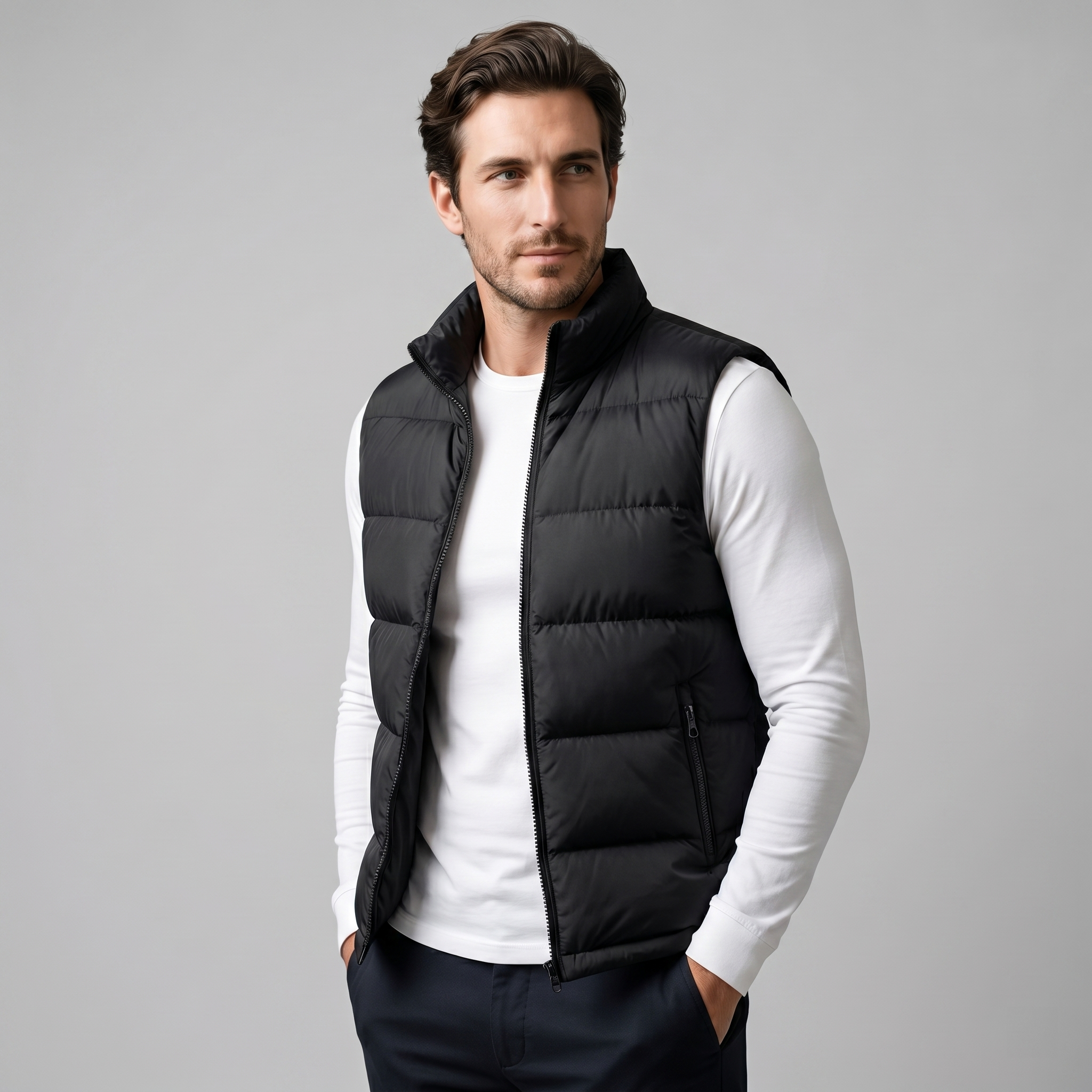 Quilted Padded Gilet in Classic Charcoal