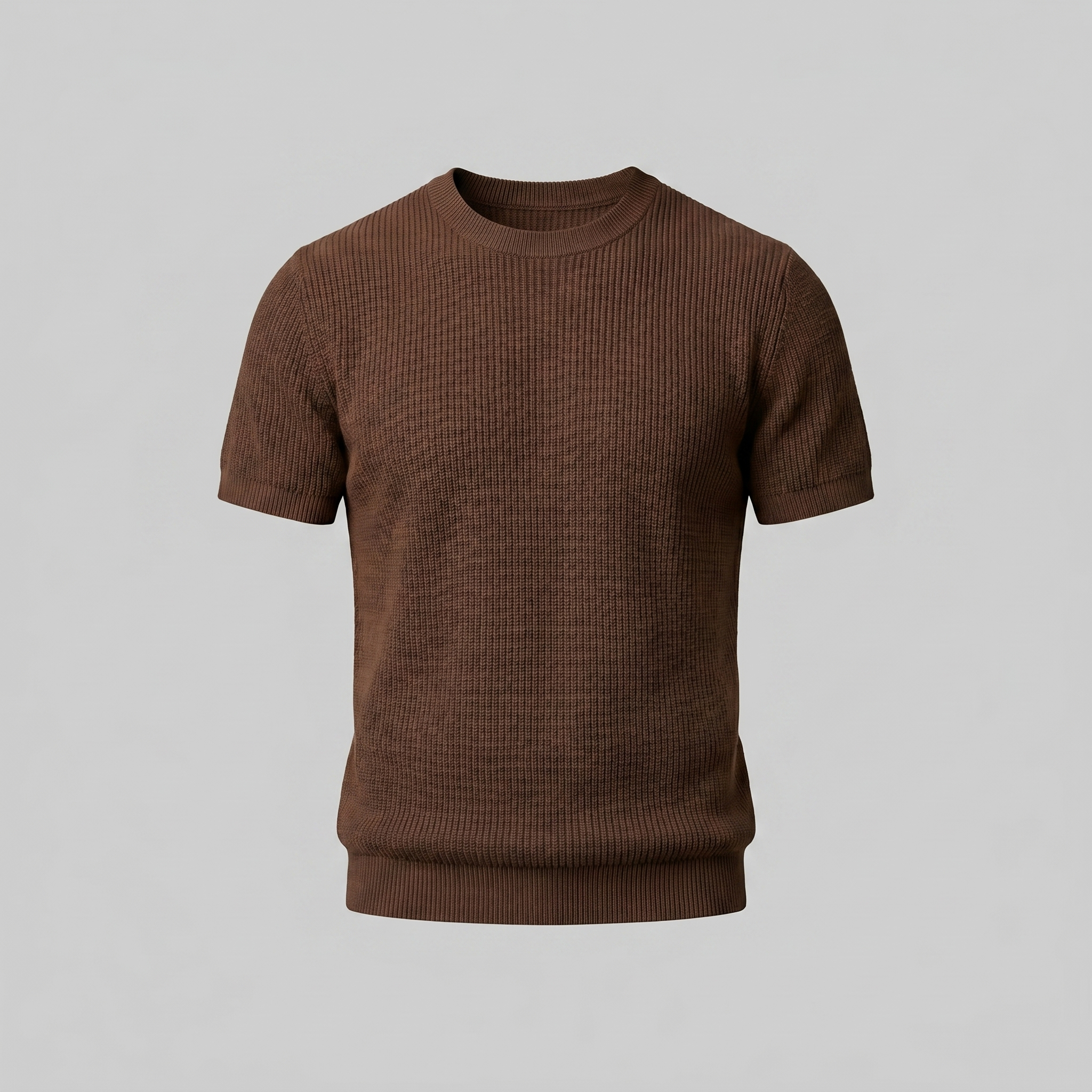 Ribbed Knit T-Shirt in Classic Charcoal
