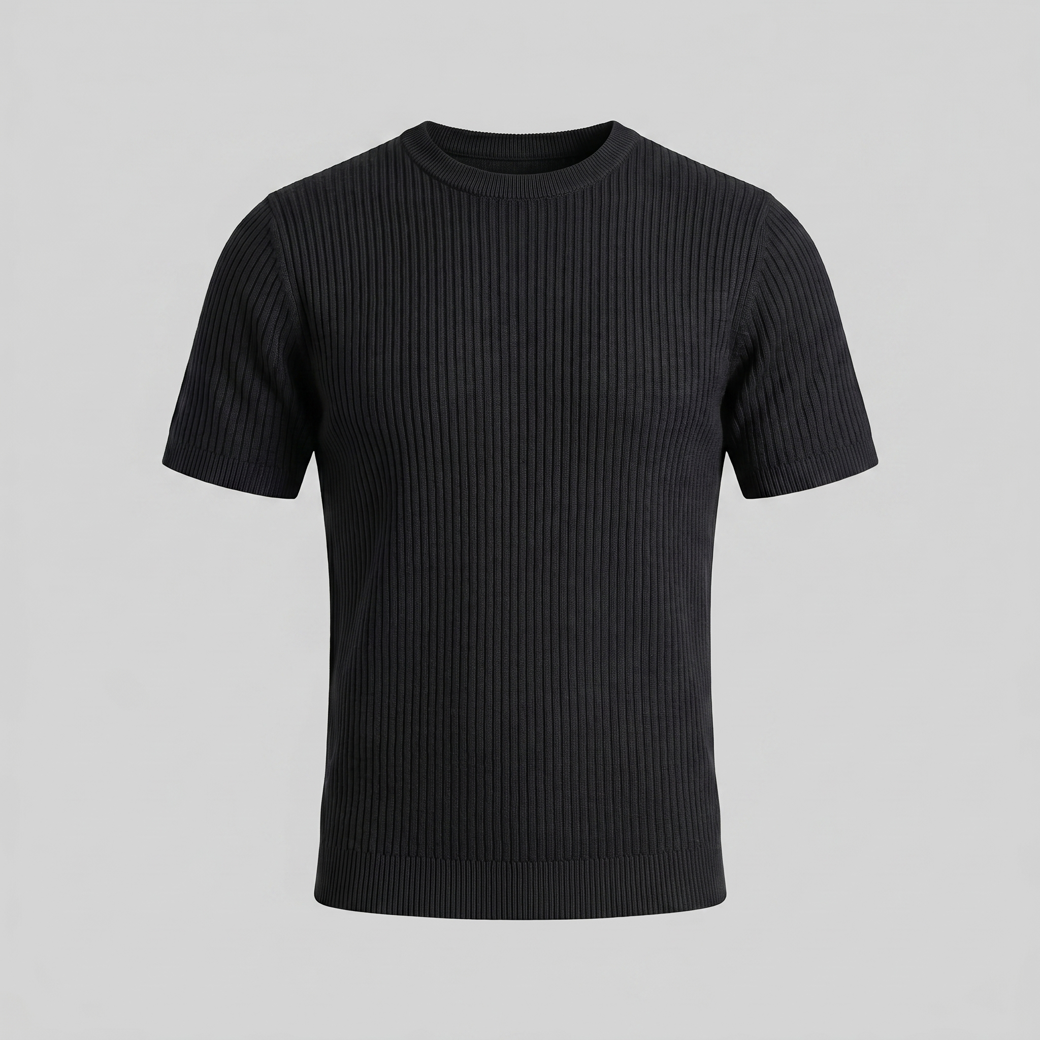 Ribbed Knit T-Shirt in Classic Charcoal