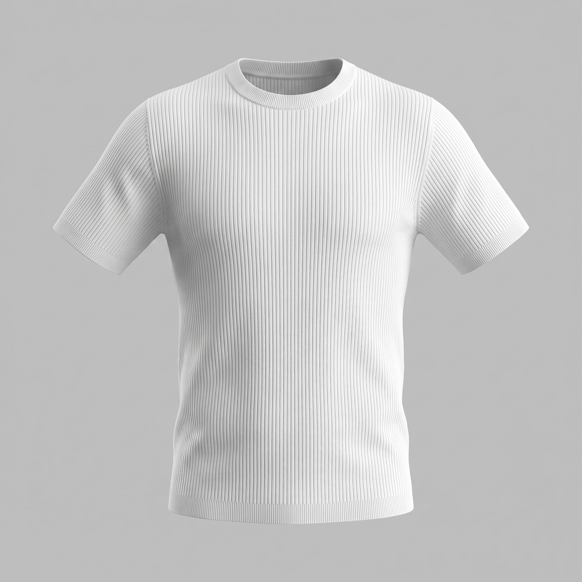 Ribbed Knit T-Shirt in Classic Charcoal