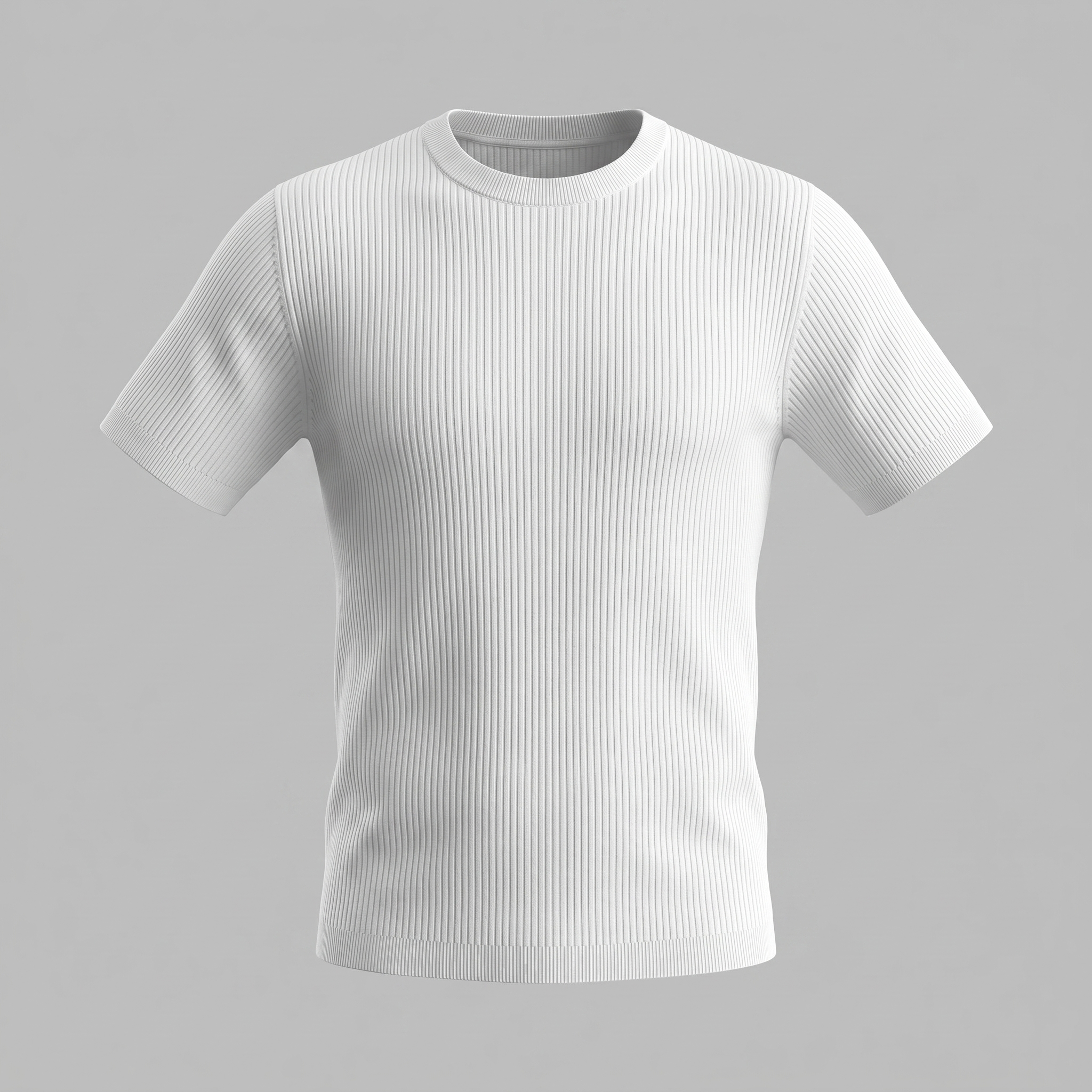 Ribbed Knit T-Shirt in Classic Charcoal