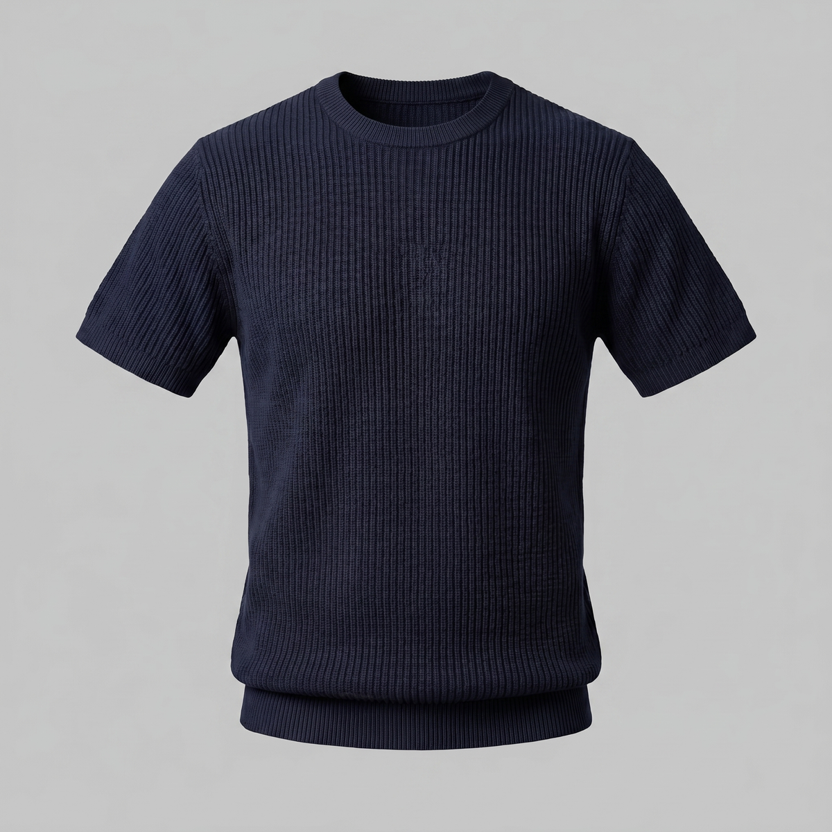 Ribbed Knit T-Shirt in Classic Charcoal