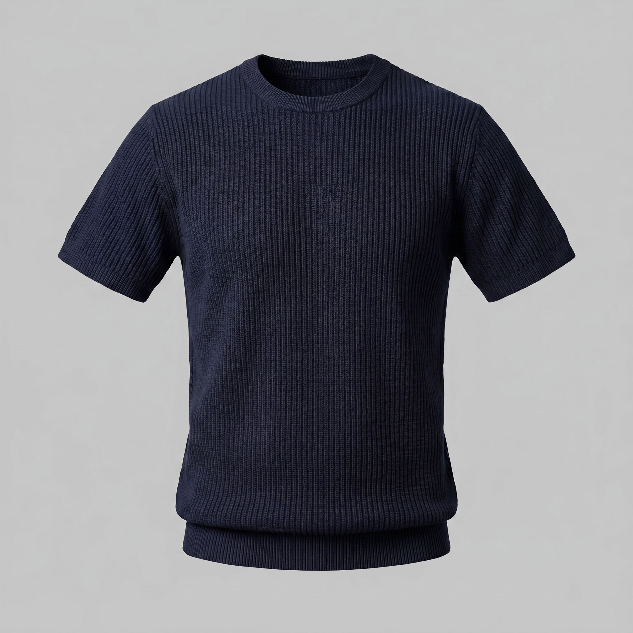 Ribbed Knit T-Shirt in Classic Charcoal