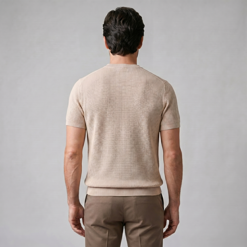 Ribbed Knit T-Shirt in Classic Charcoal
