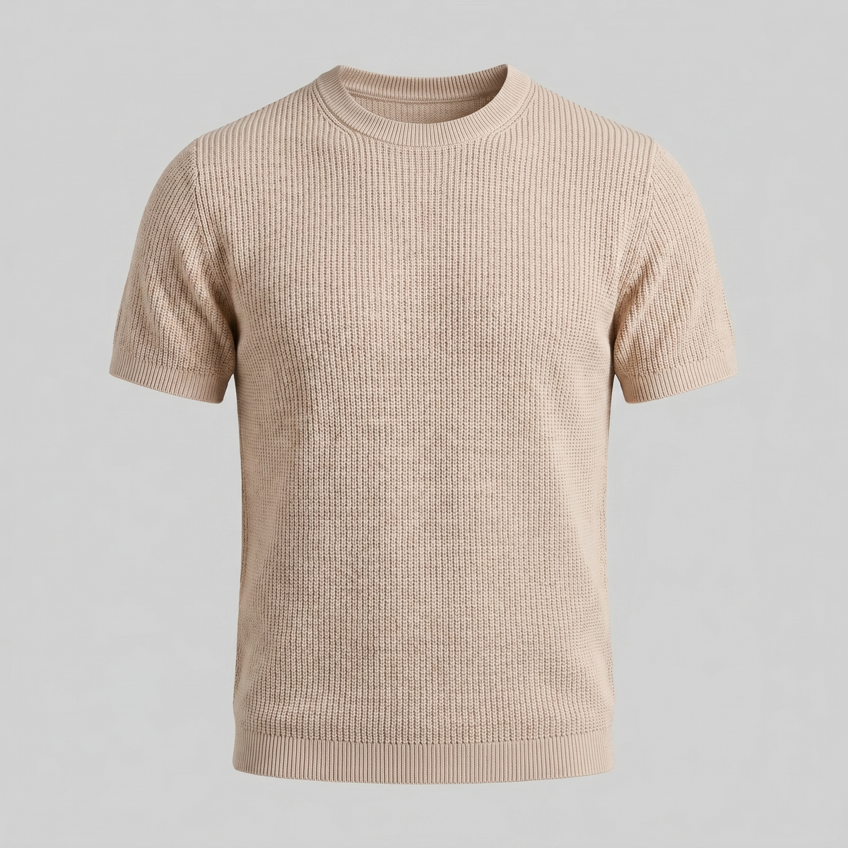 Ribbed Knit T-Shirt in Classic Charcoal