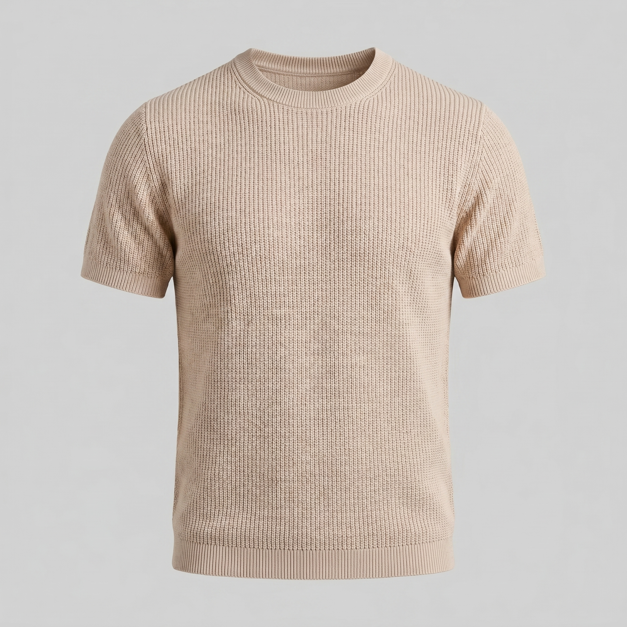 Ribbed Knit T-Shirt in Classic Charcoal