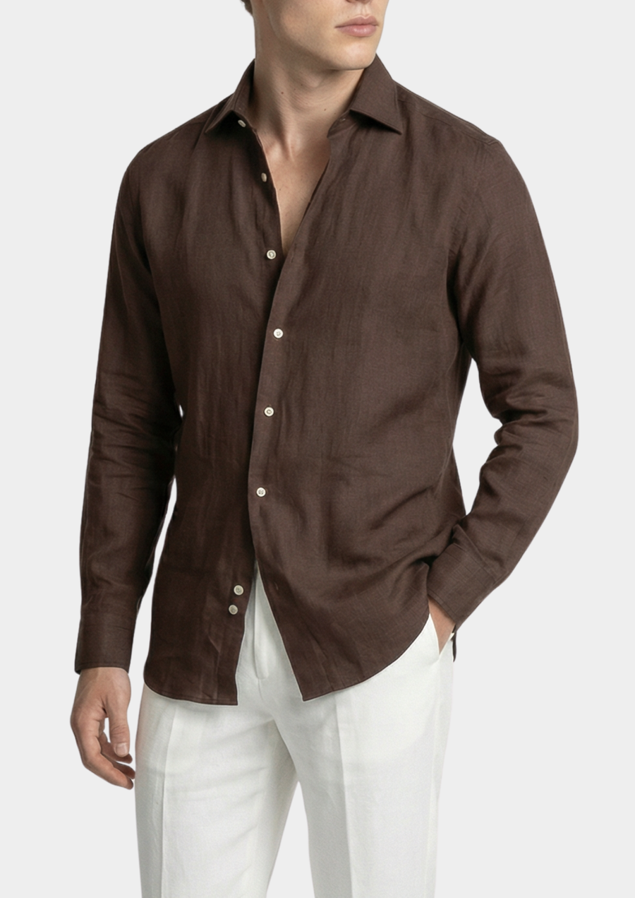 Portofino Coastal Shirt in Rich Cocoa