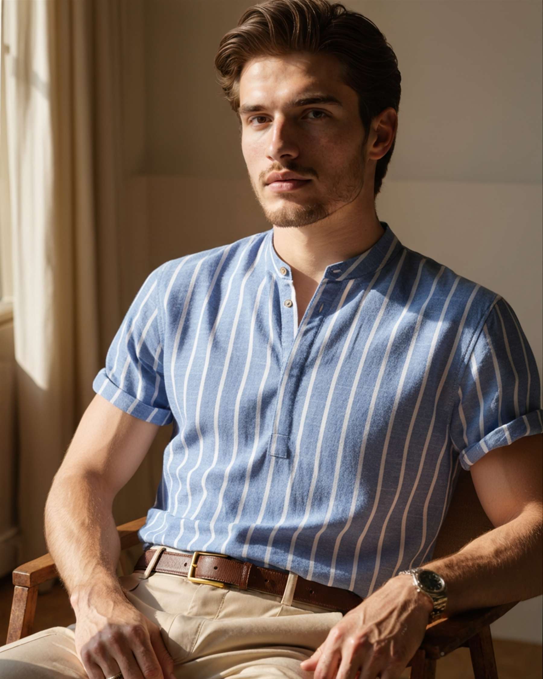 Nautical-Inspired Short Sleeve Polo