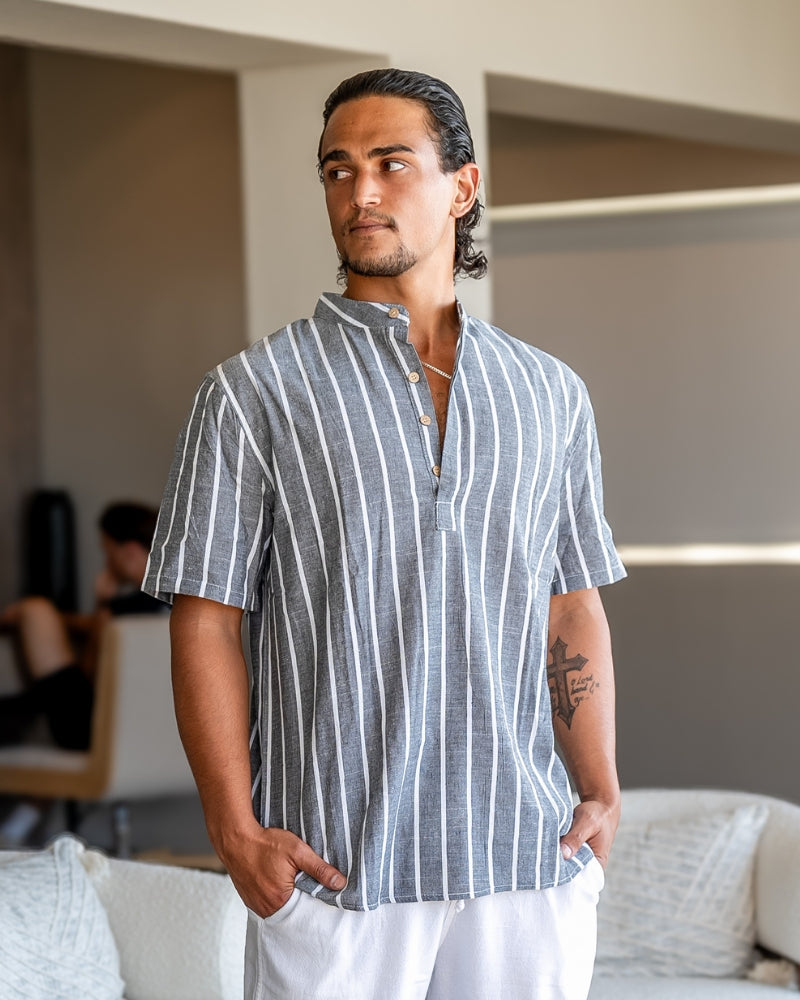 Nautical-Inspired Short Sleeve Polo