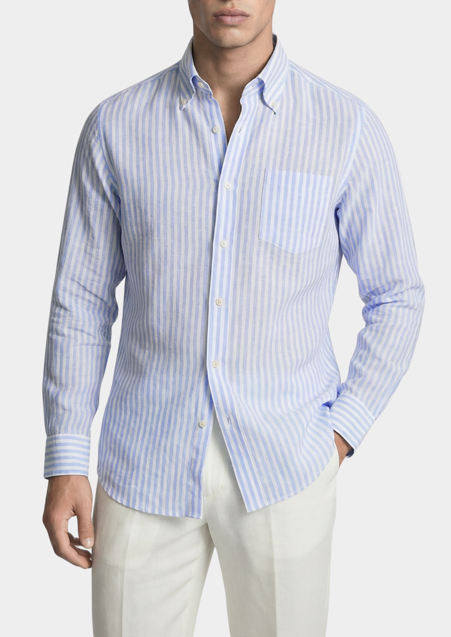 Portofino Striped Coastal Shirt in Light Blue