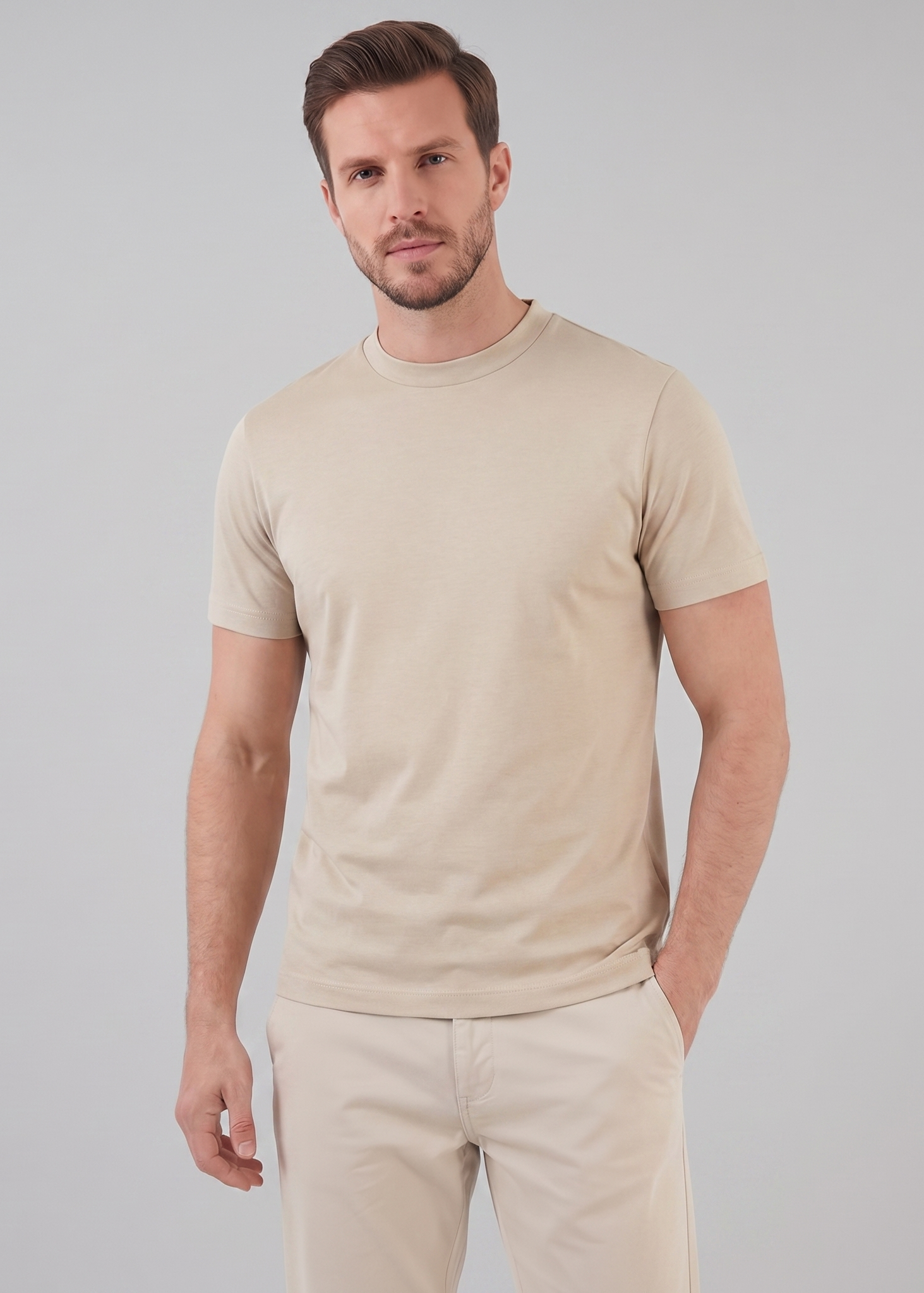 Refined Slim Fit Crewneck Tee in Charcoal