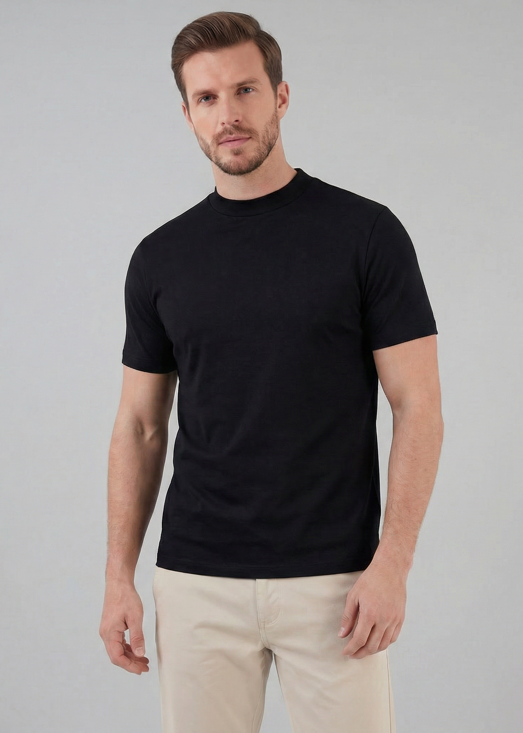 Refined Slim Fit Crewneck Tee in Charcoal