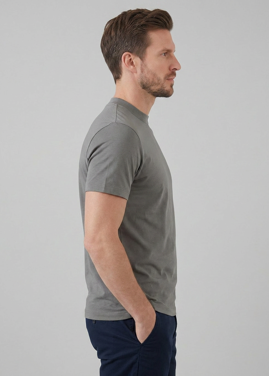 Refined Slim Fit Crewneck Tee in Charcoal