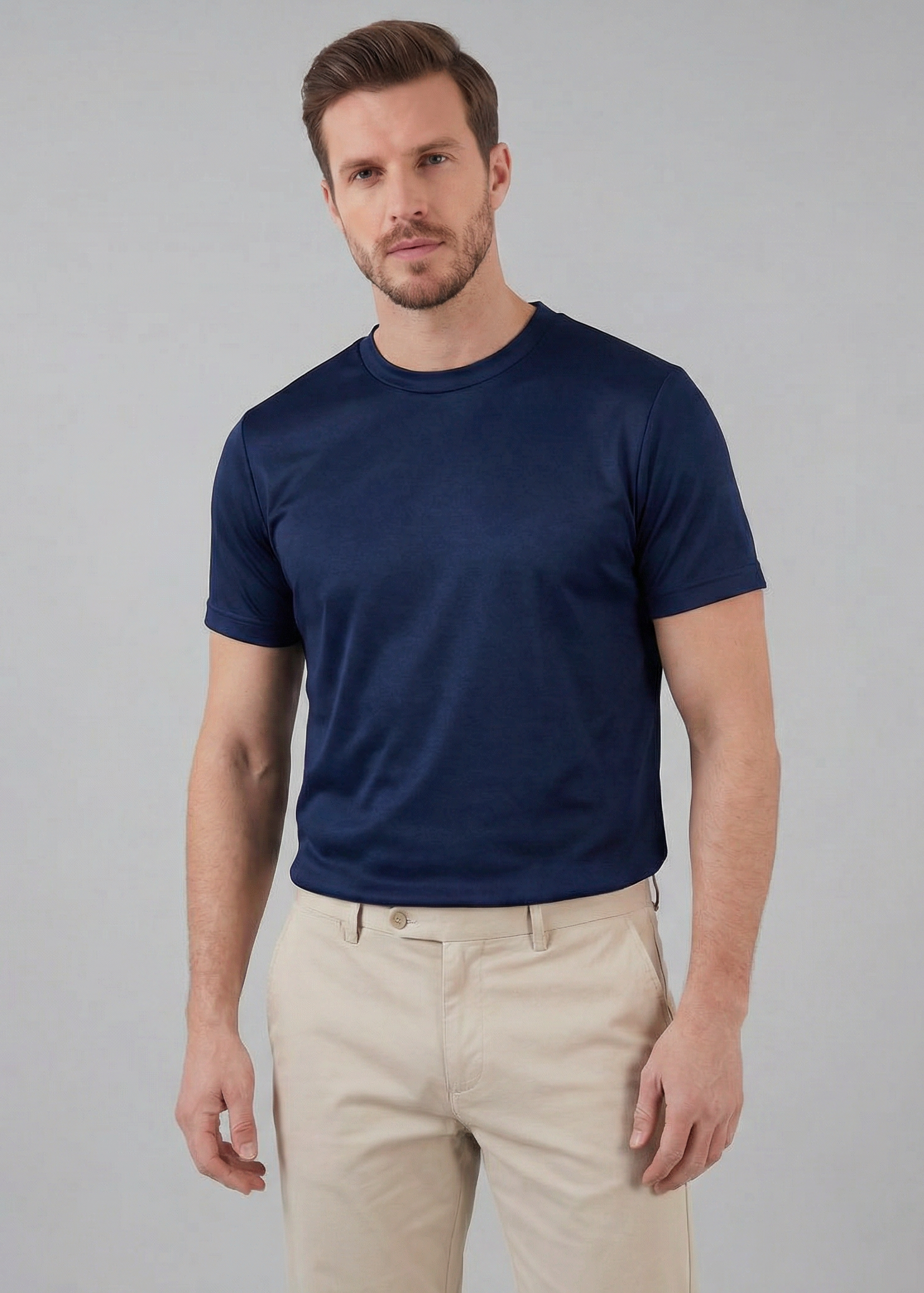 Refined Slim Fit Crewneck Tee in Charcoal
