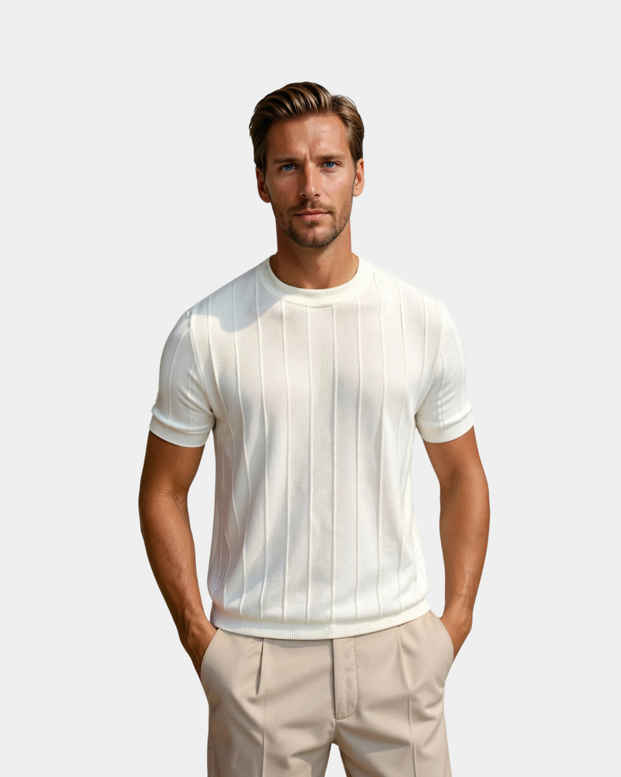 Refined Ribbed Crew Neck T-Shirt