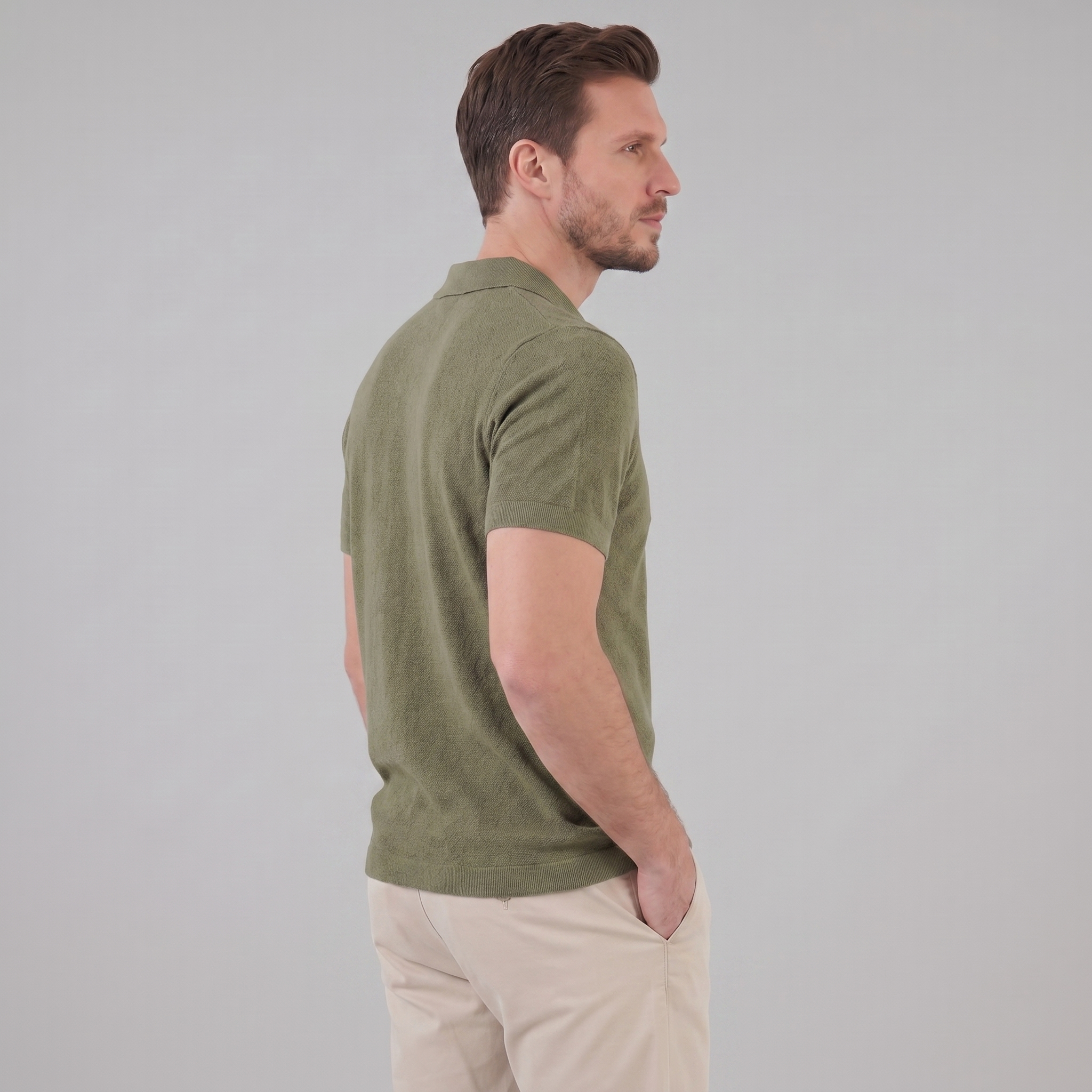 Timeless Lightweight V-Neck Polo in Classic Navy