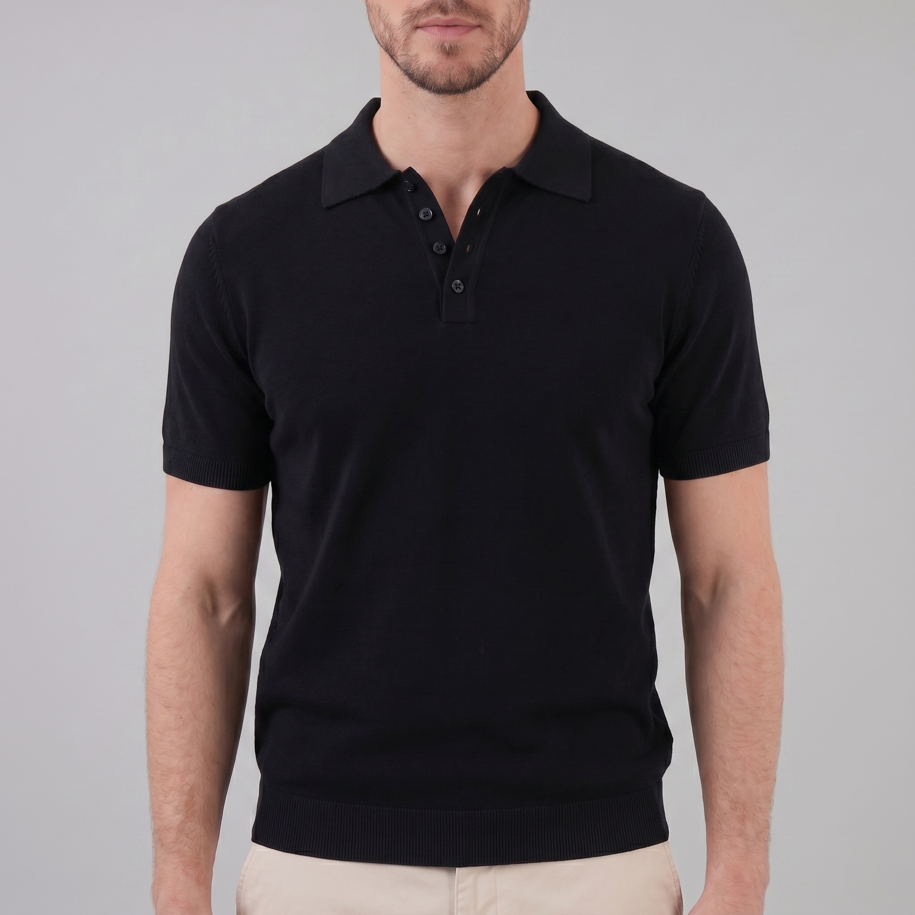 Timeless Lightweight V-Neck Polo in Classic Navy