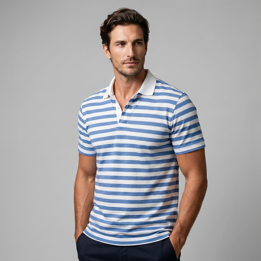Refined Striped Short-Sleeve Polo