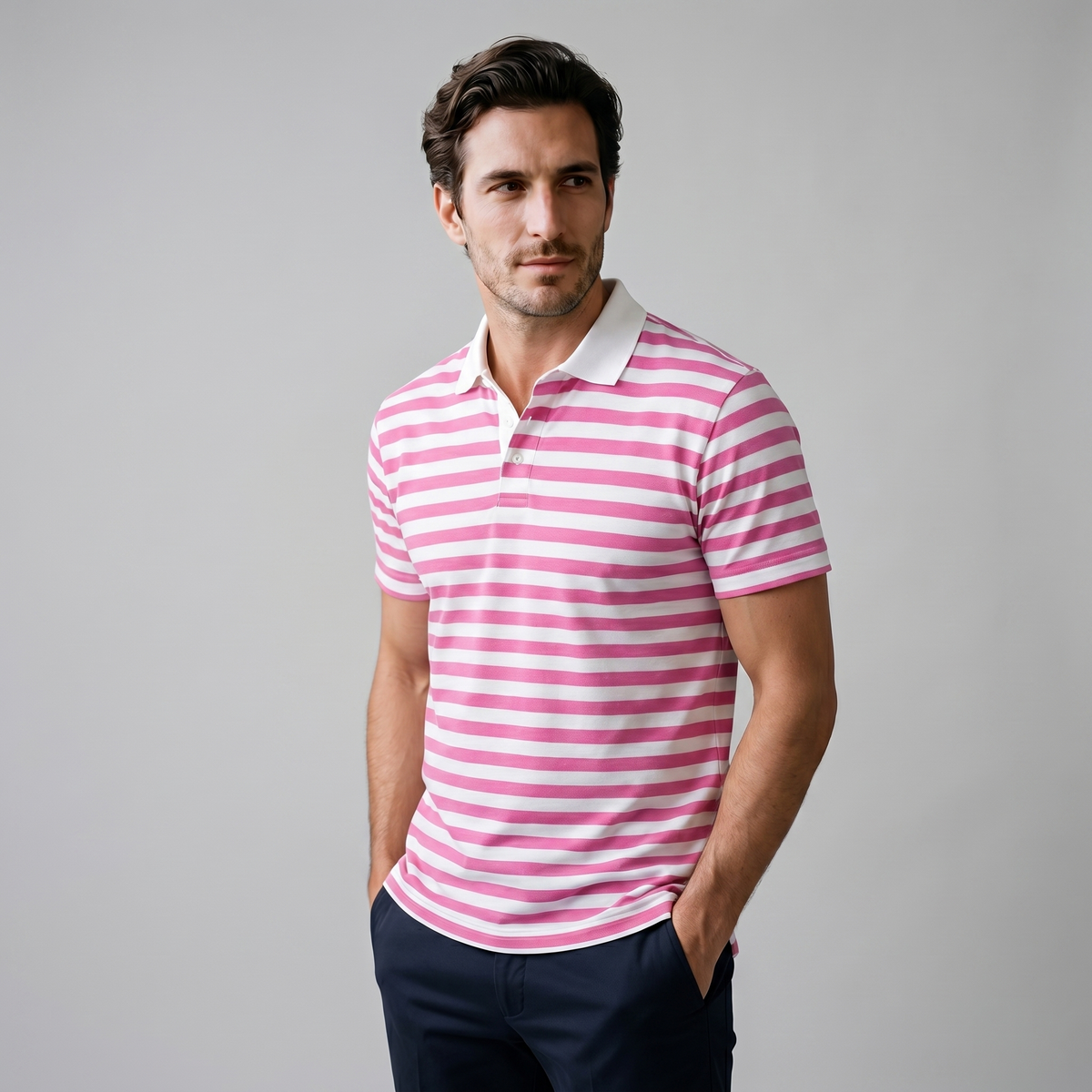 Refined Striped Short-Sleeve Polo