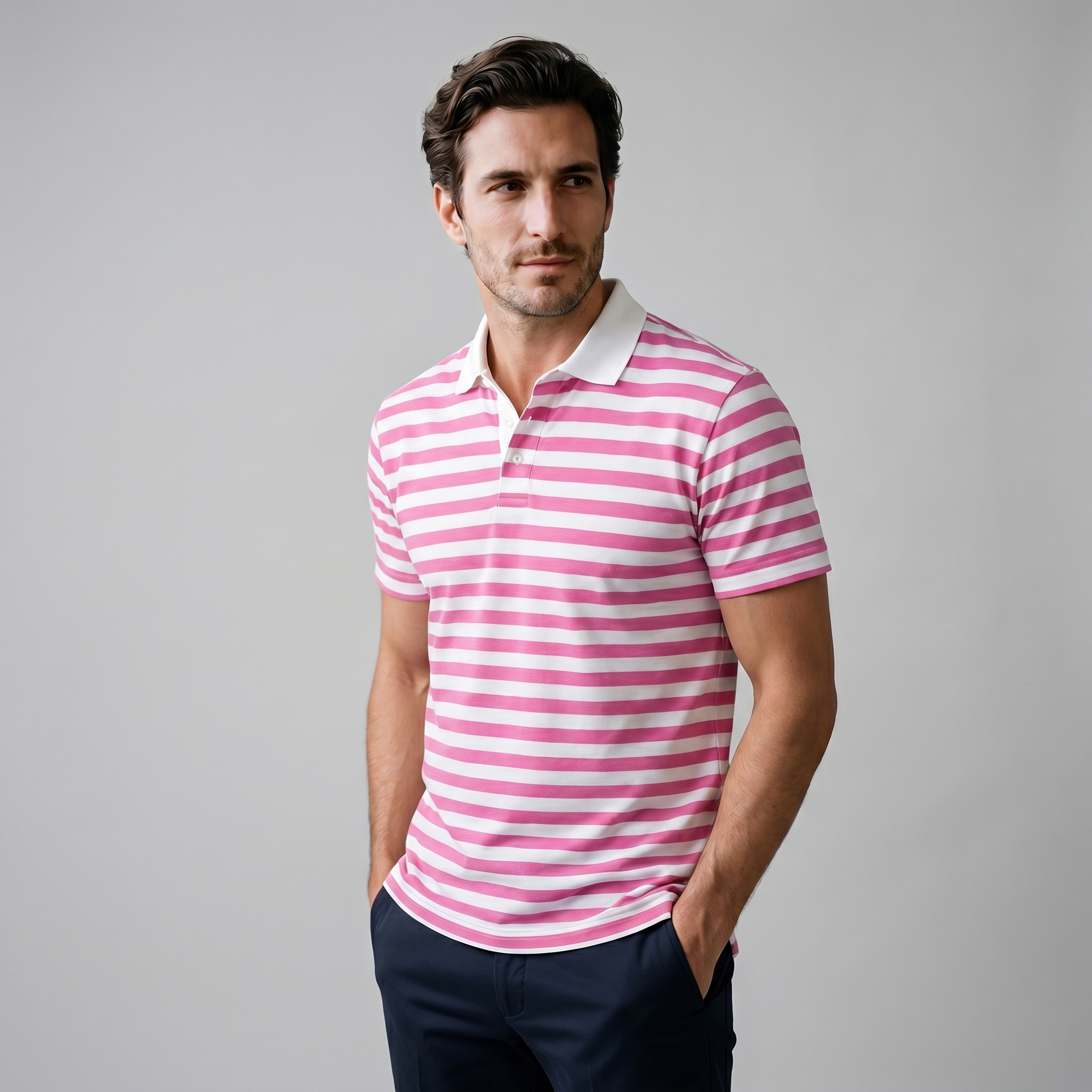 Refined Striped Short-Sleeve Polo