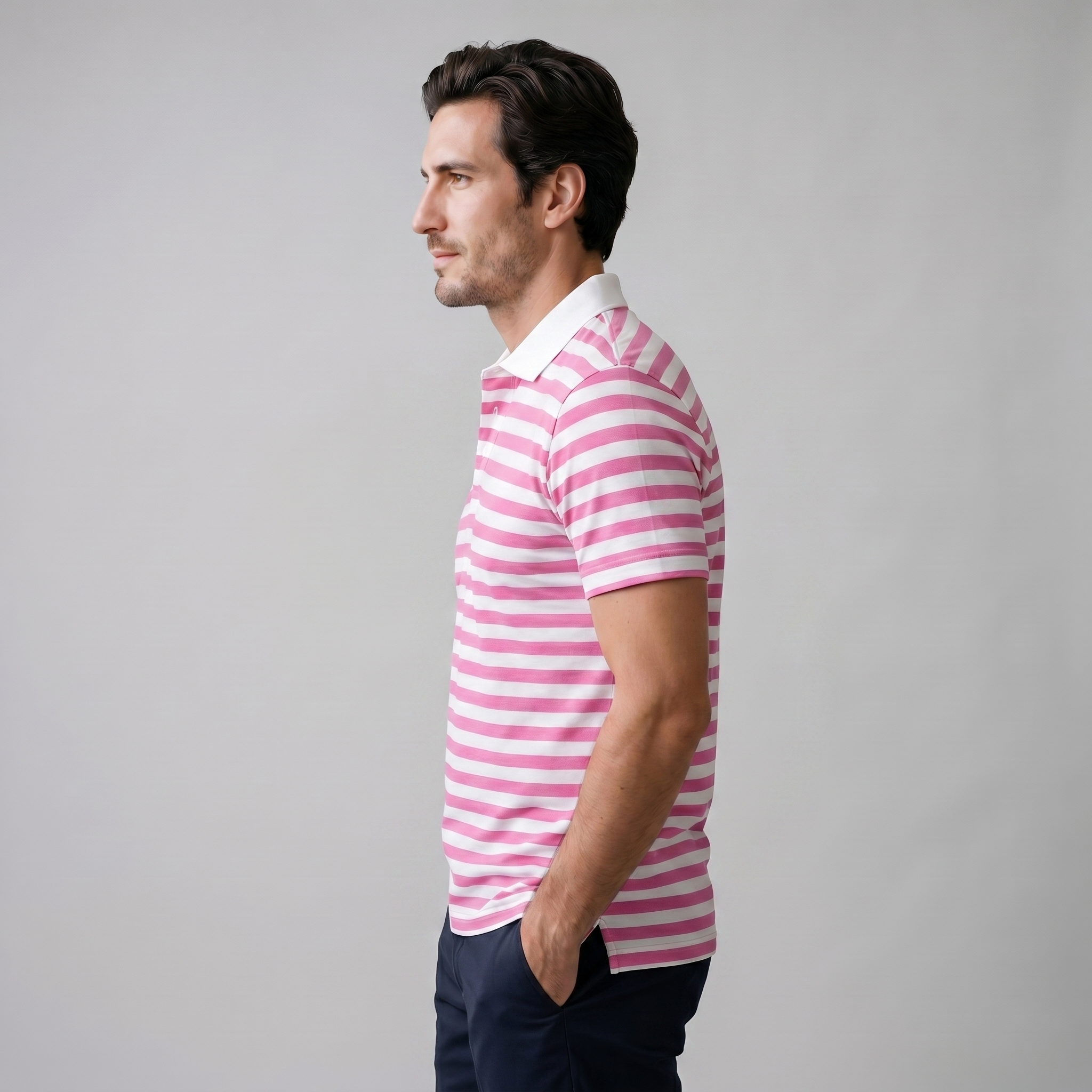 Refined Striped Short-Sleeve Polo