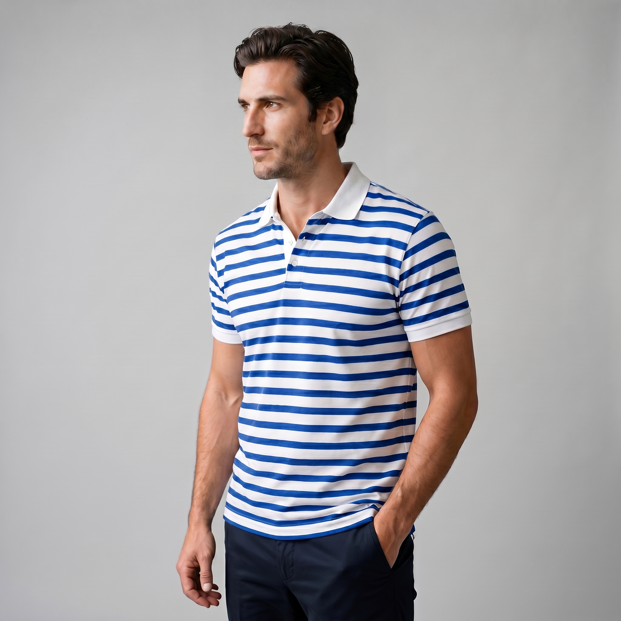 Refined Striped Short-Sleeve Polo