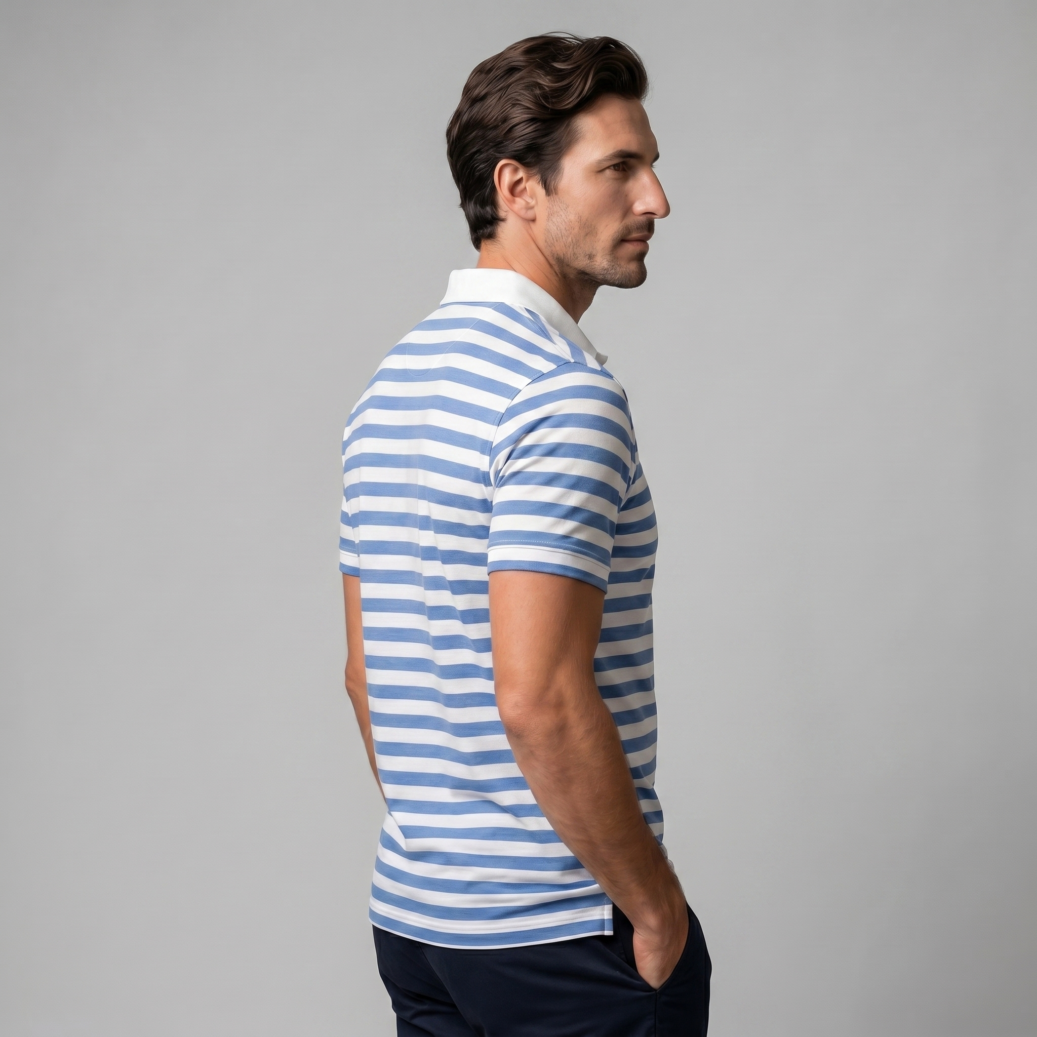 Refined Striped Short-Sleeve Polo