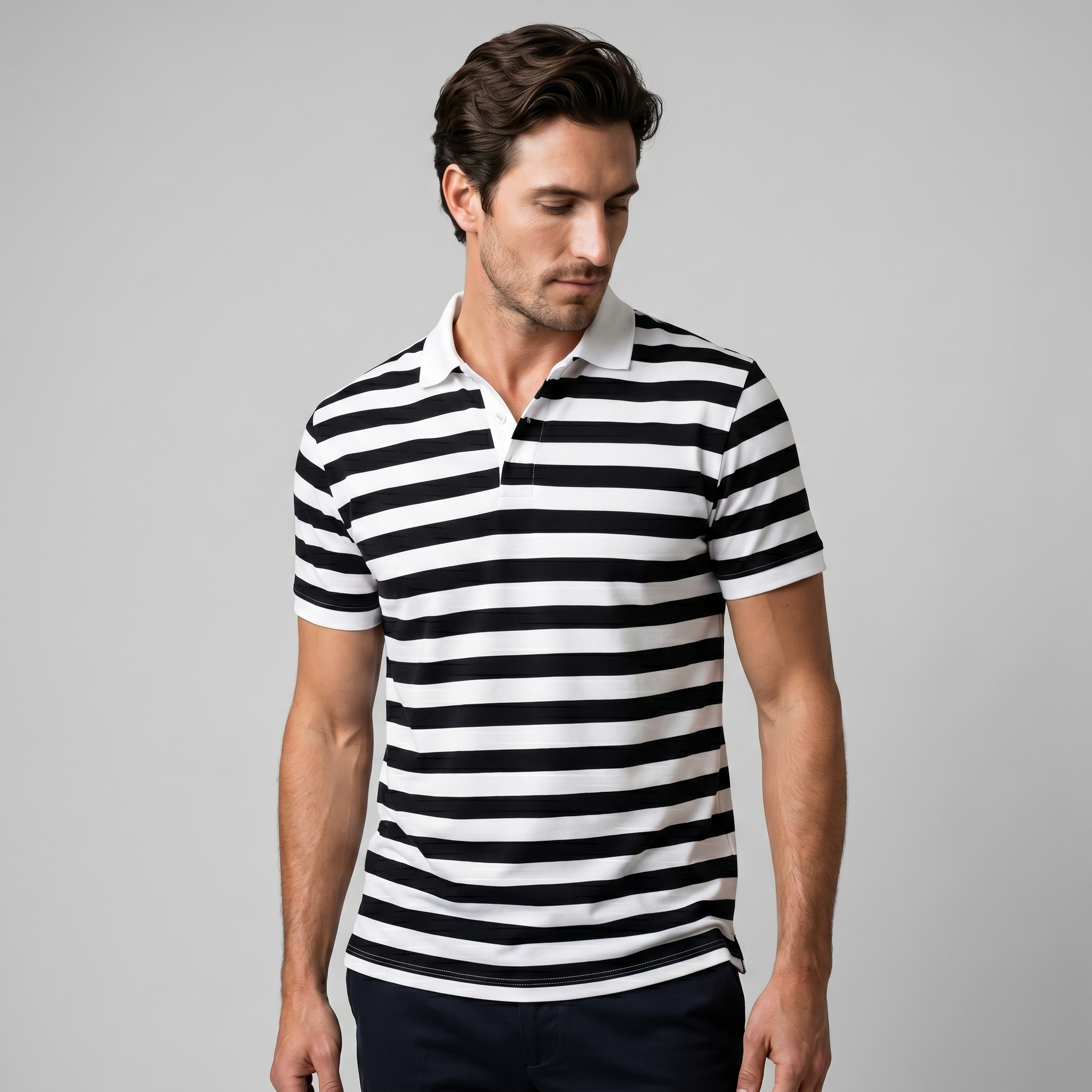 Refined Striped Short-Sleeve Polo