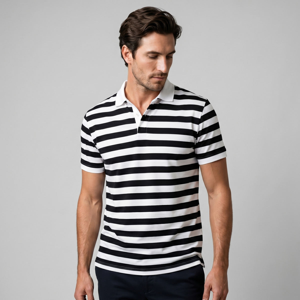 Refined Striped Short-Sleeve Polo