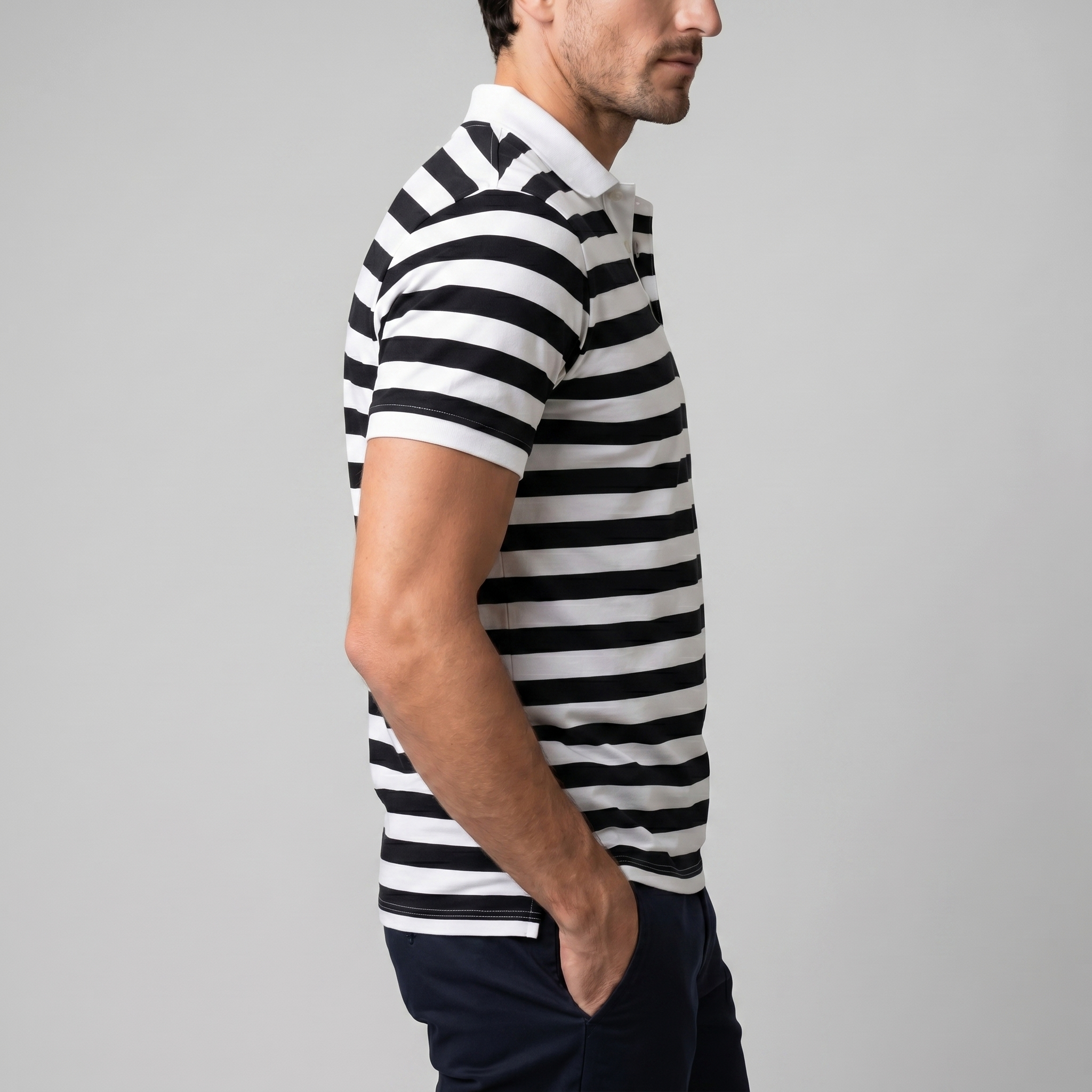 Refined Striped Short-Sleeve Polo