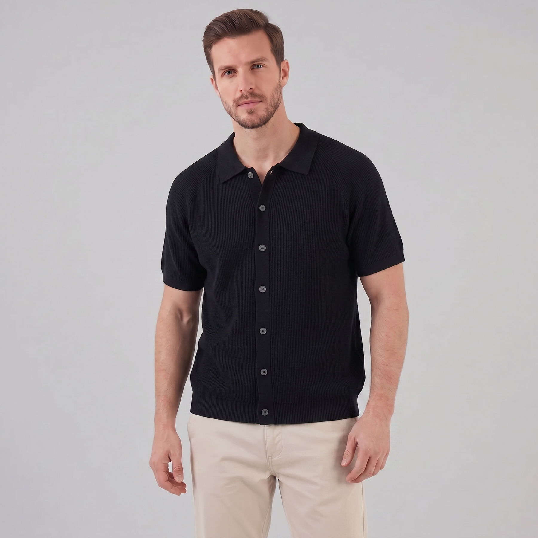 Timeless Long Sleeve Polo in Classic Navy