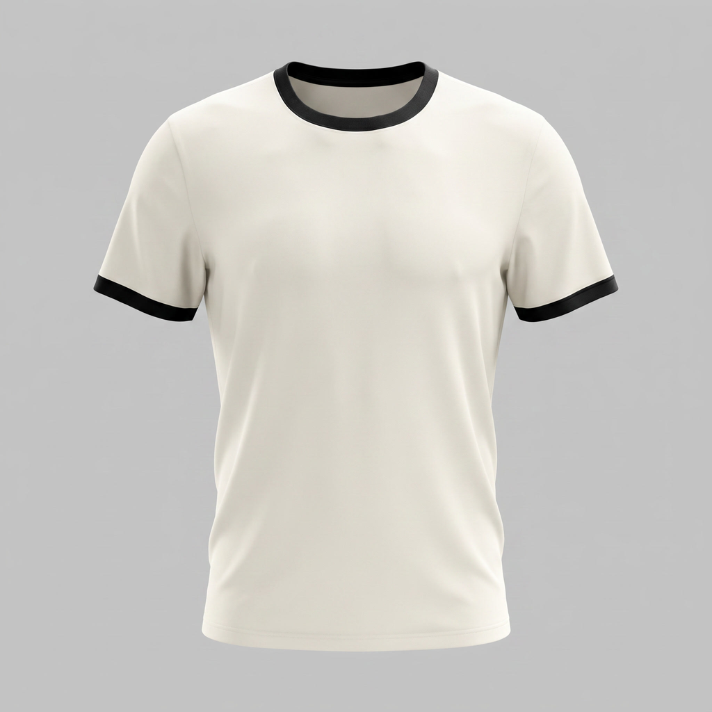 Contrast Trim Crew Neck T-Shirt in Classic White