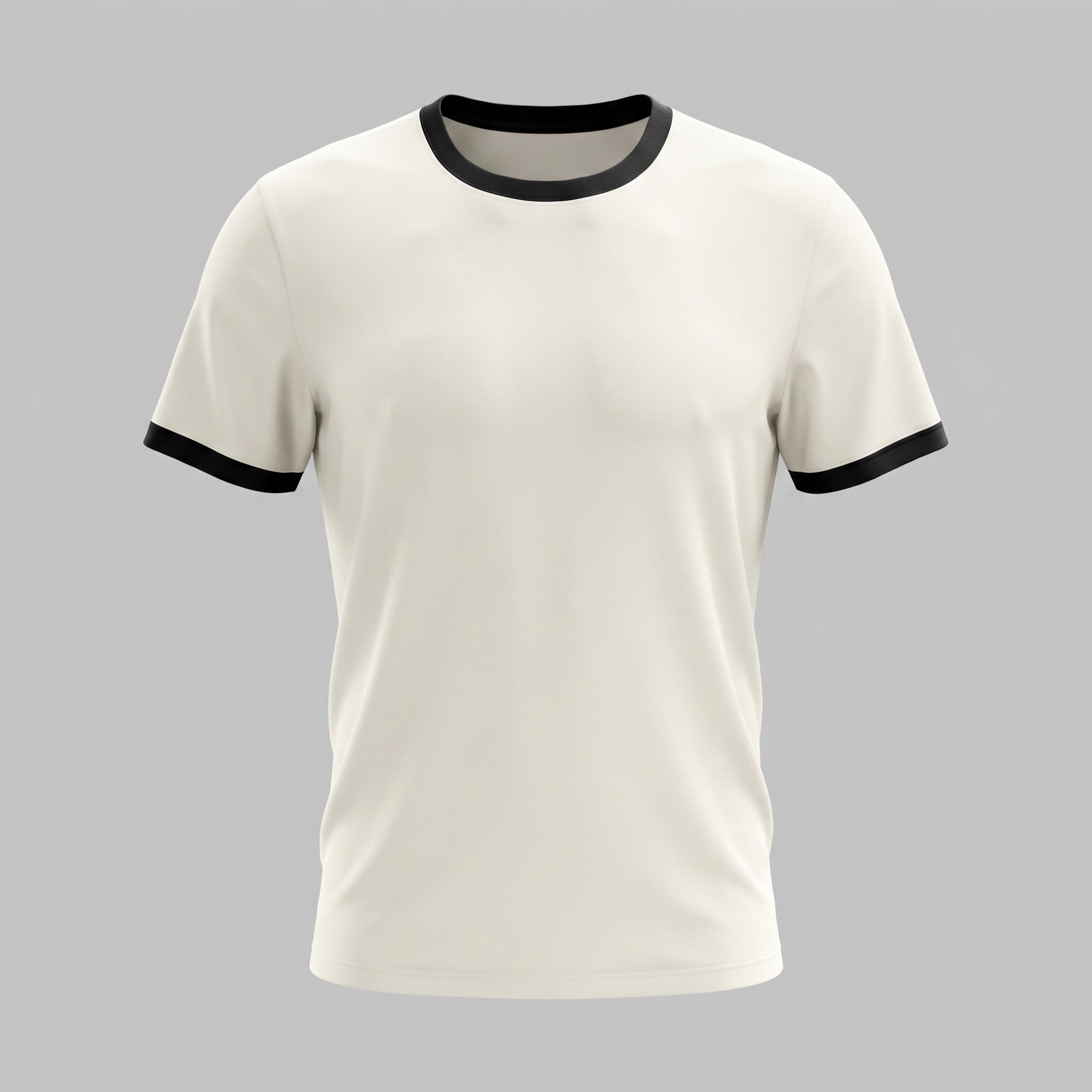 Contrast Trim Crew Neck T-Shirt in Classic White