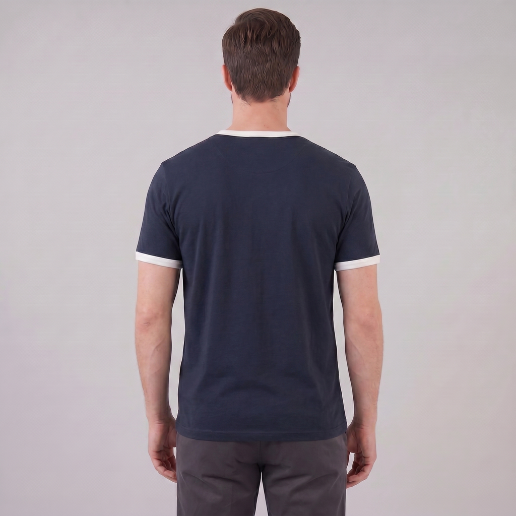 Contrast Trim Crew Neck T-Shirt in Classic White