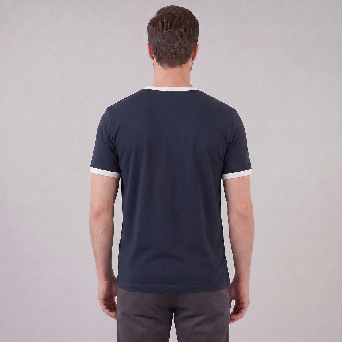 Contrast Trim Crew Neck T-Shirt in Classic White