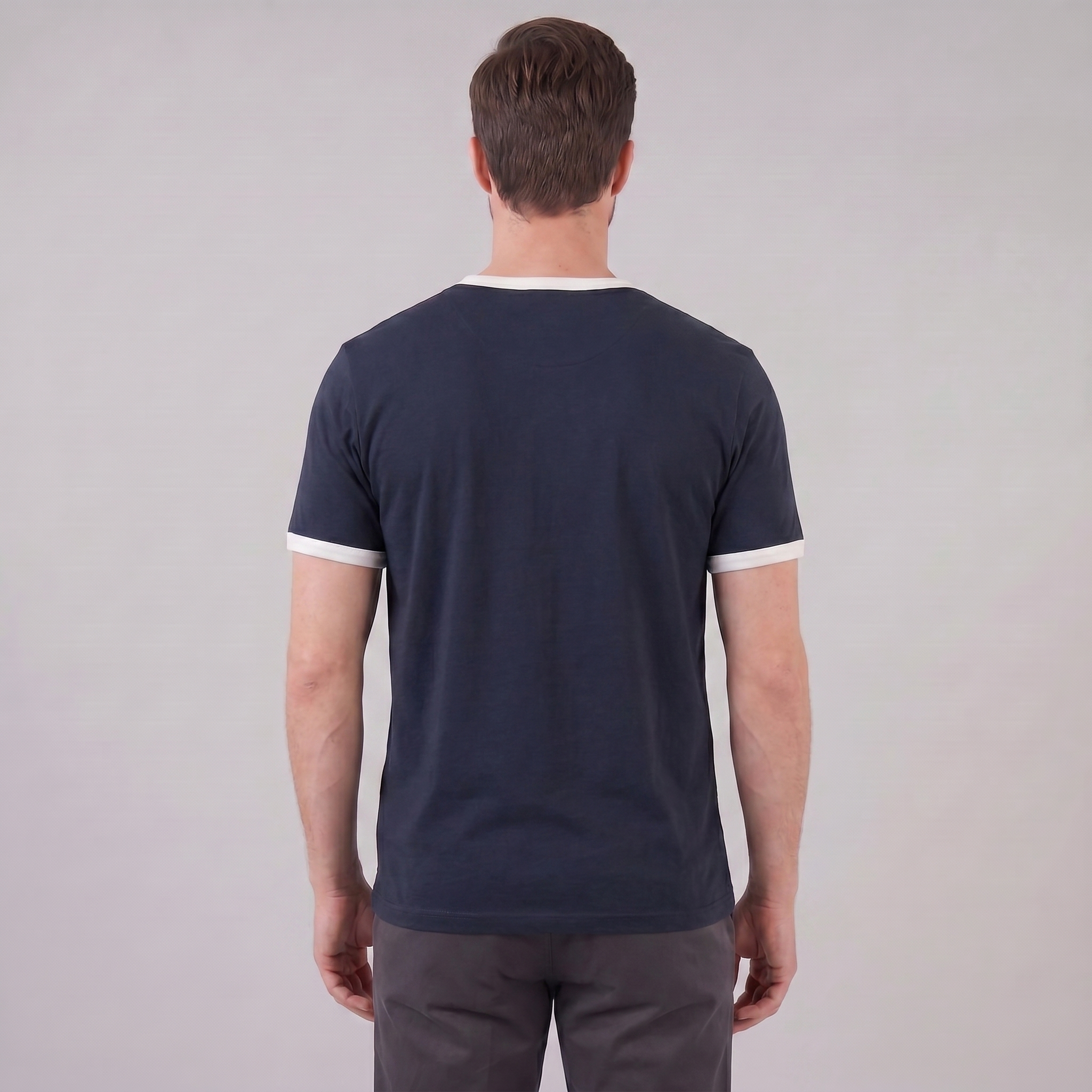 Contrast Trim Crew Neck T-Shirt in Classic White