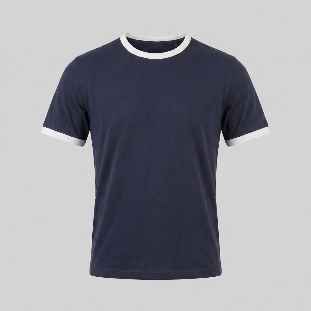 Contrast Trim Crew Neck T-Shirt in Classic White