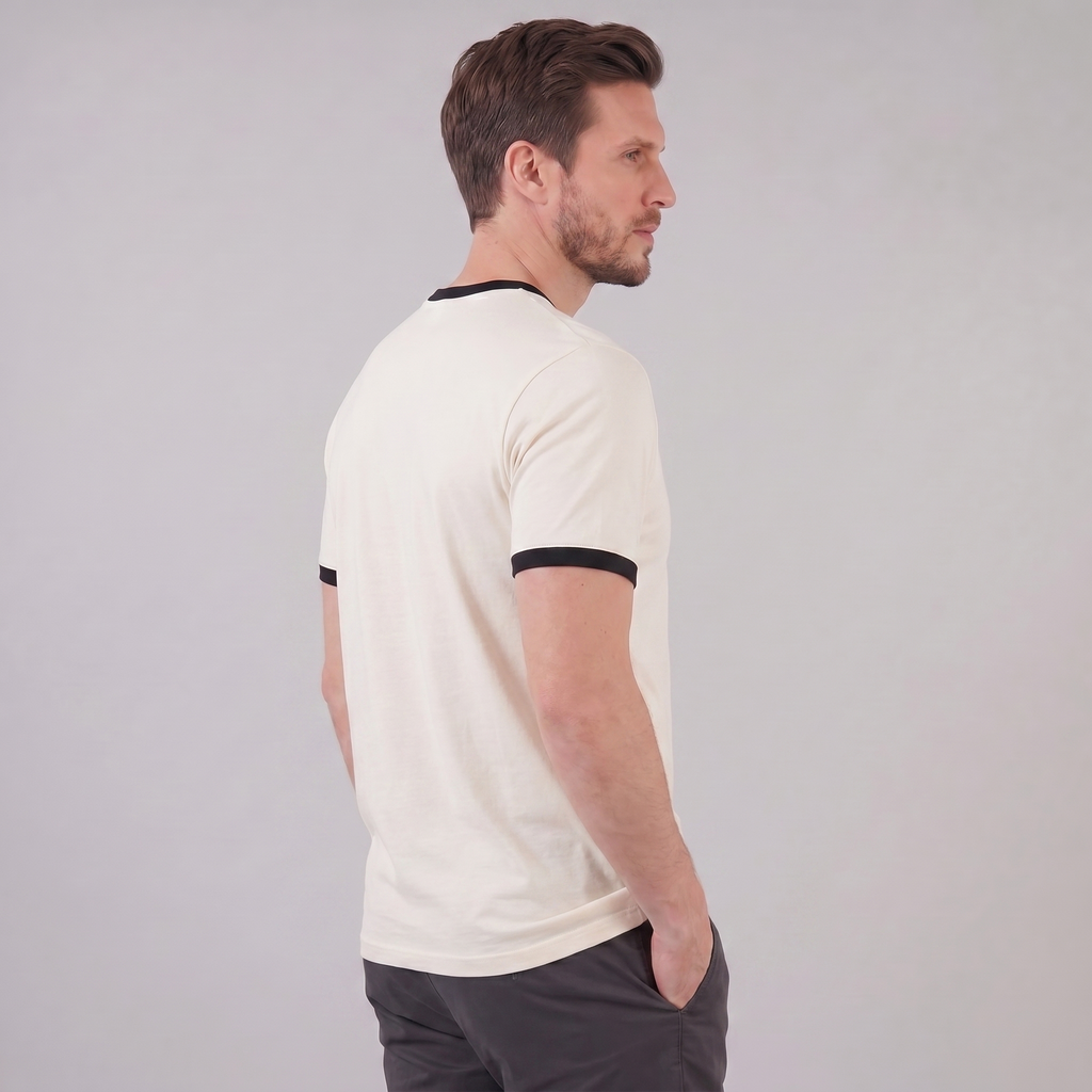 Contrast Trim Crew Neck T-Shirt in Classic White