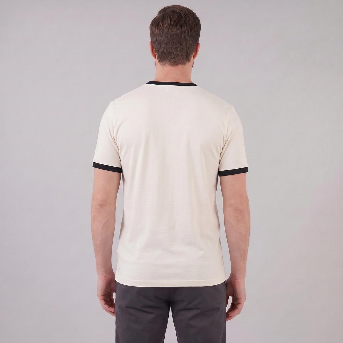 Contrast Trim Crew Neck T-Shirt in Classic White