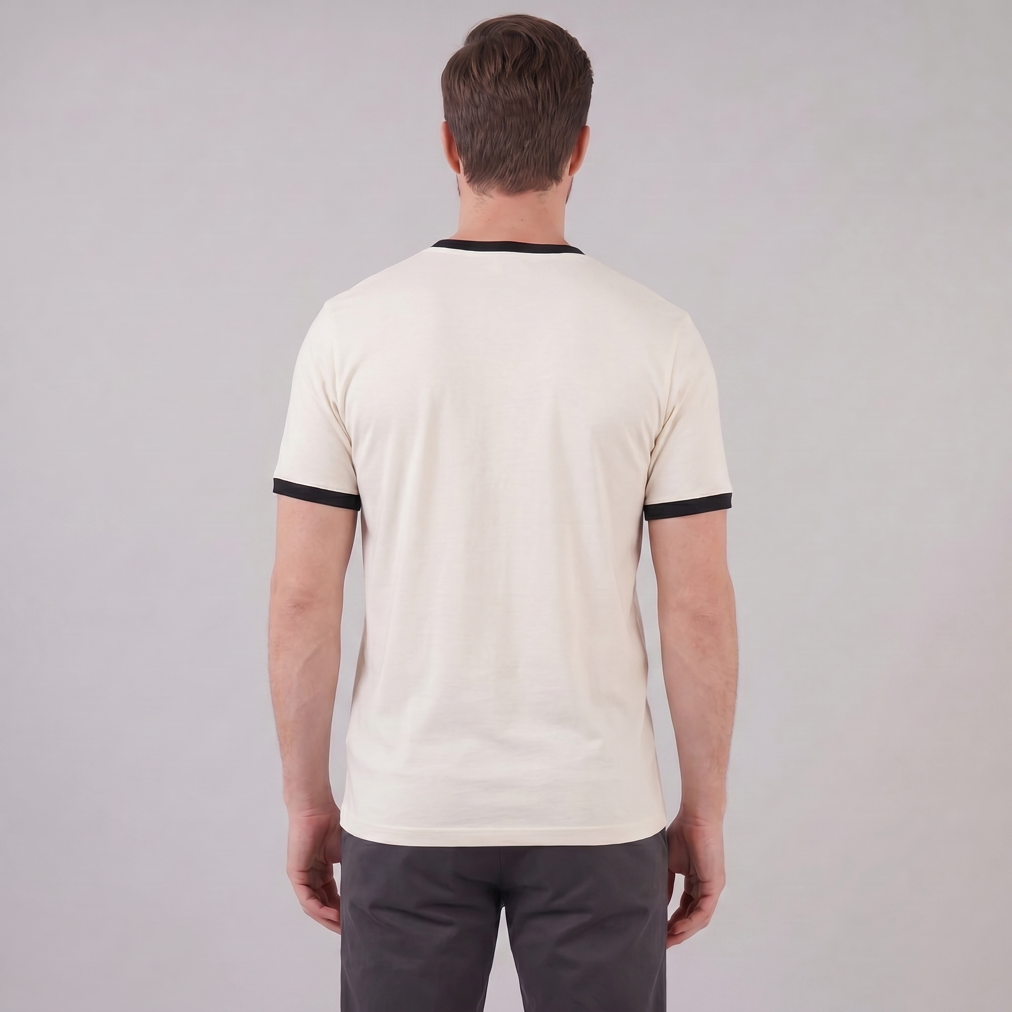 Contrast Trim Crew Neck T-Shirt in Classic White
