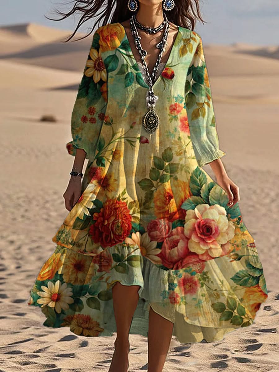 Lysandra Floral Silk Midi Dress