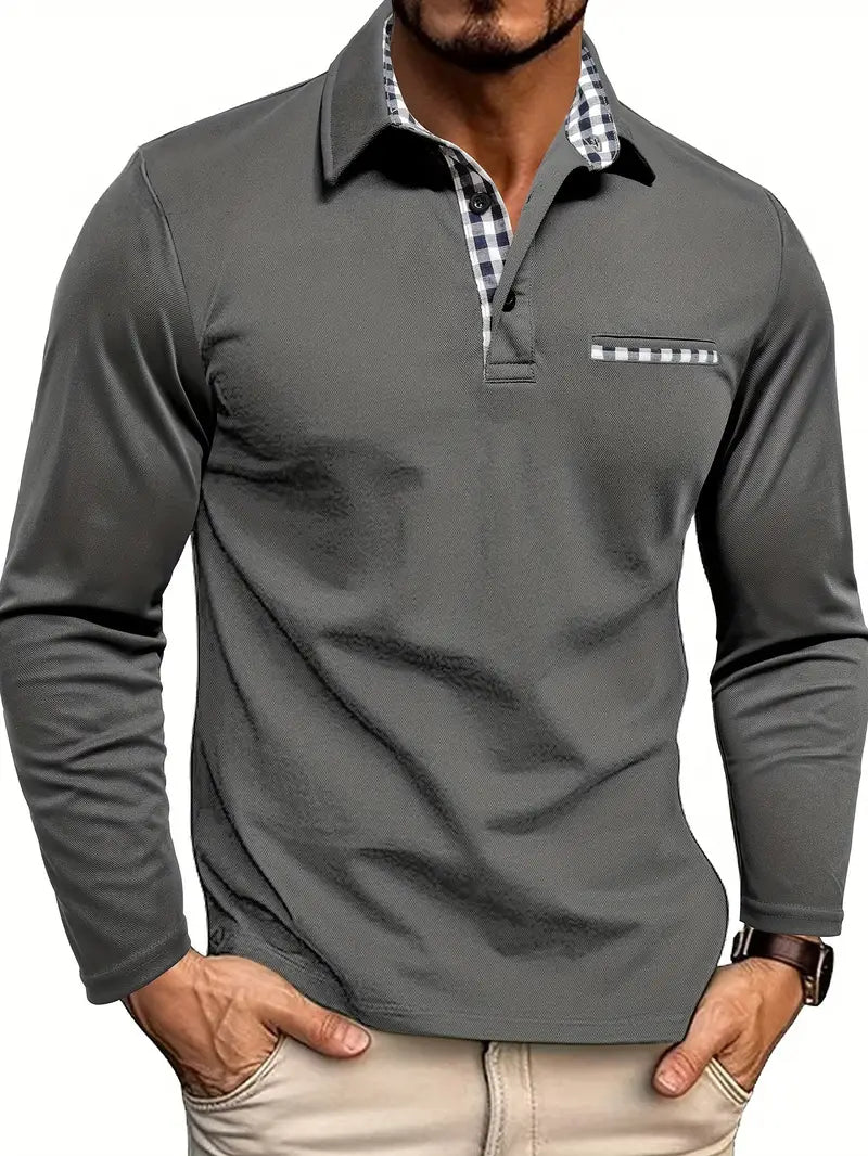 Men's Long Sleeve Polo with Collar