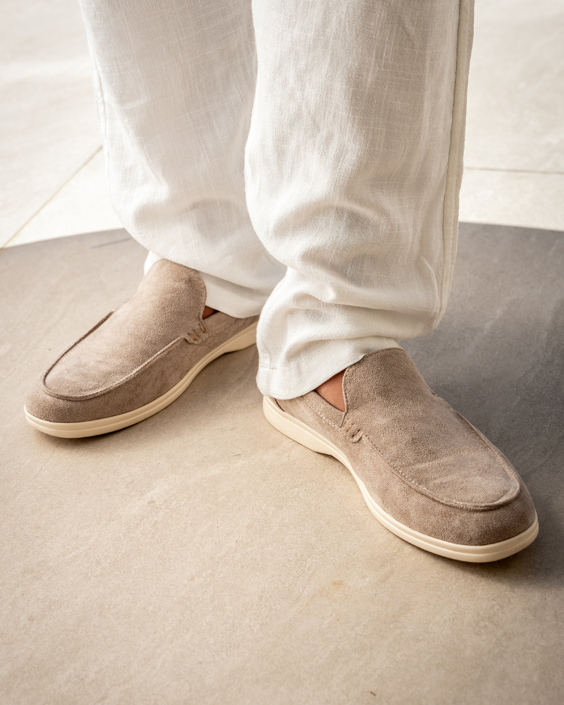 Suede Slip-On Loafers in Earth Brown