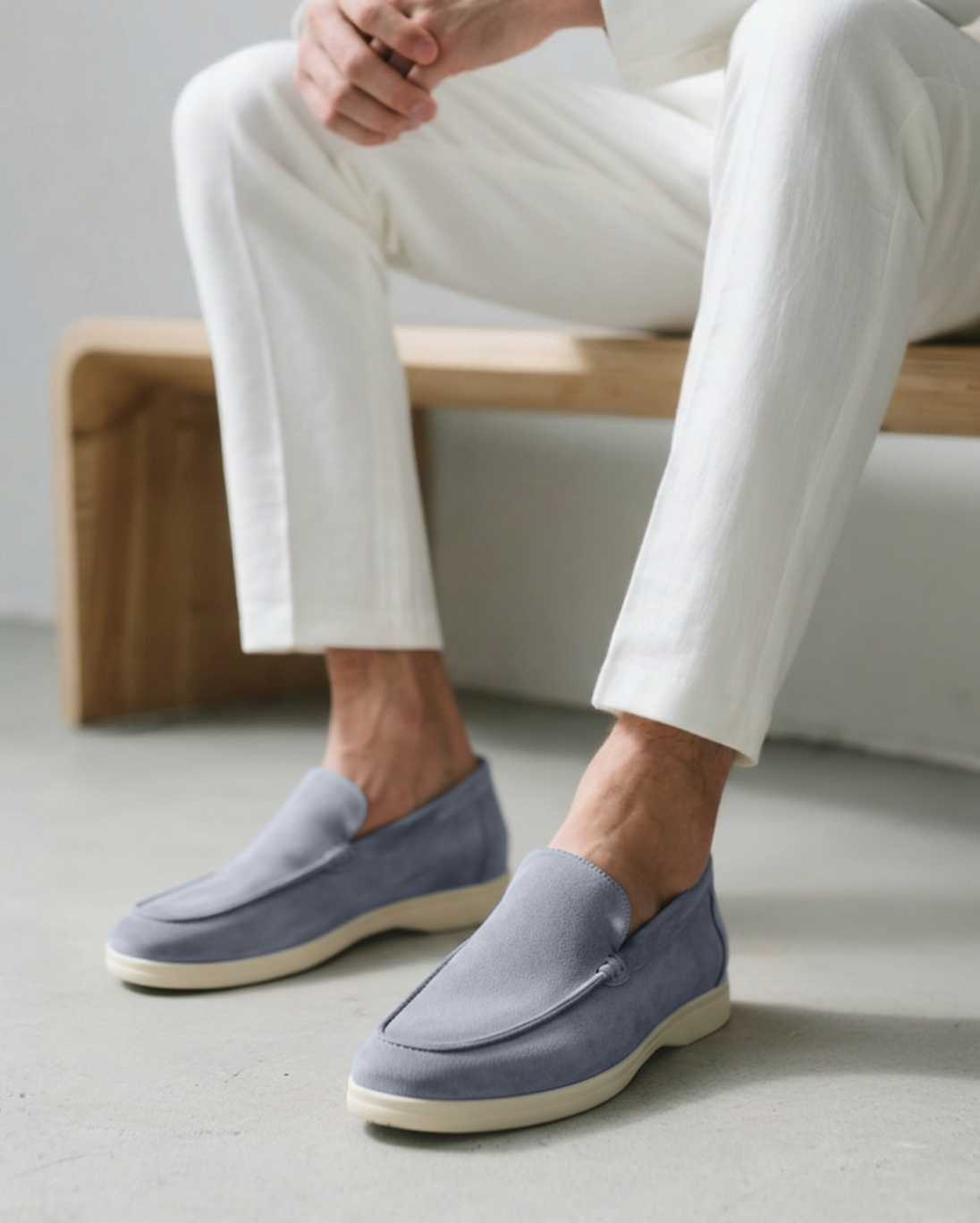 Suede Slip-On Loafers in Earth Brown