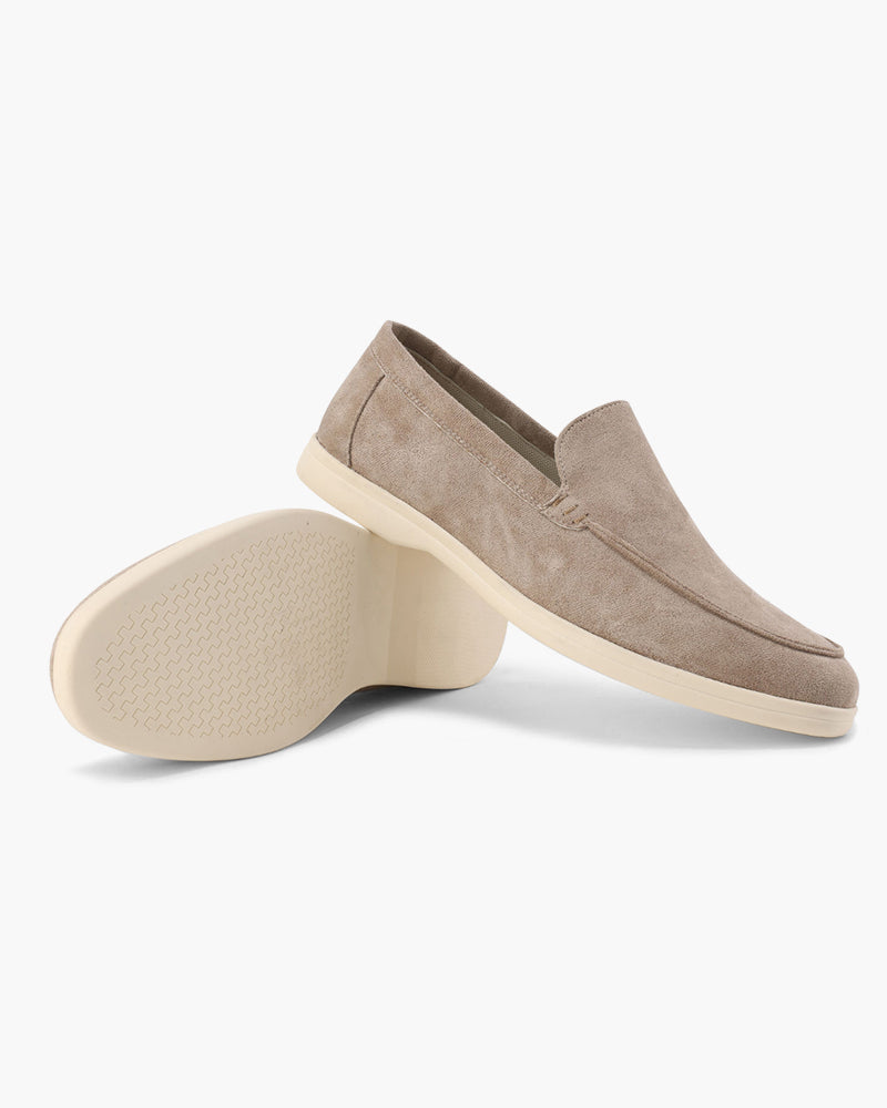 Suede Slip-On Loafers in Earth Brown
