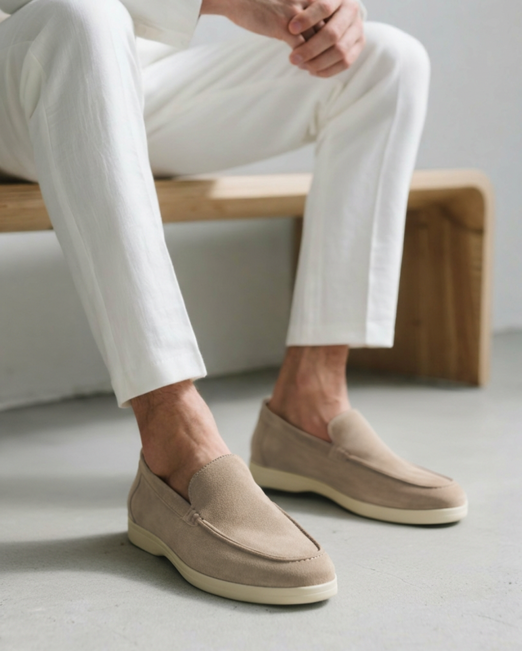 Suede Slip-On Loafers in Earth Brown