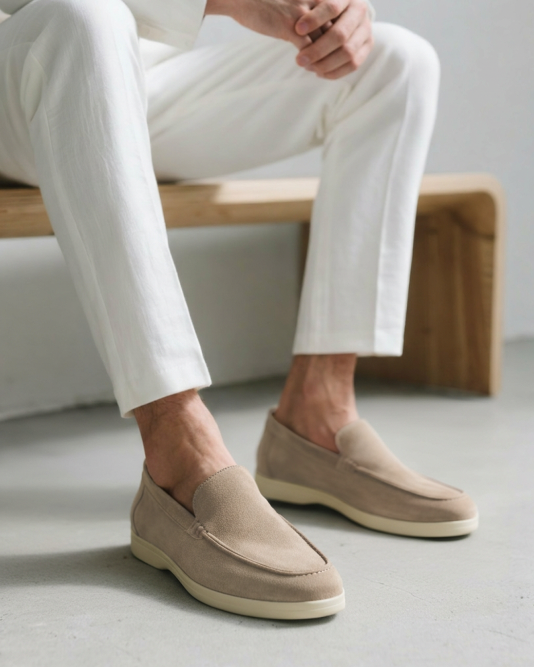 Suede Slip-On Loafers in Earth Brown