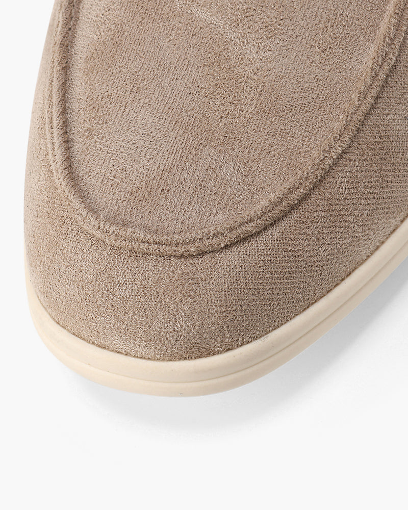 Suede Slip-On Loafers in Earth Brown