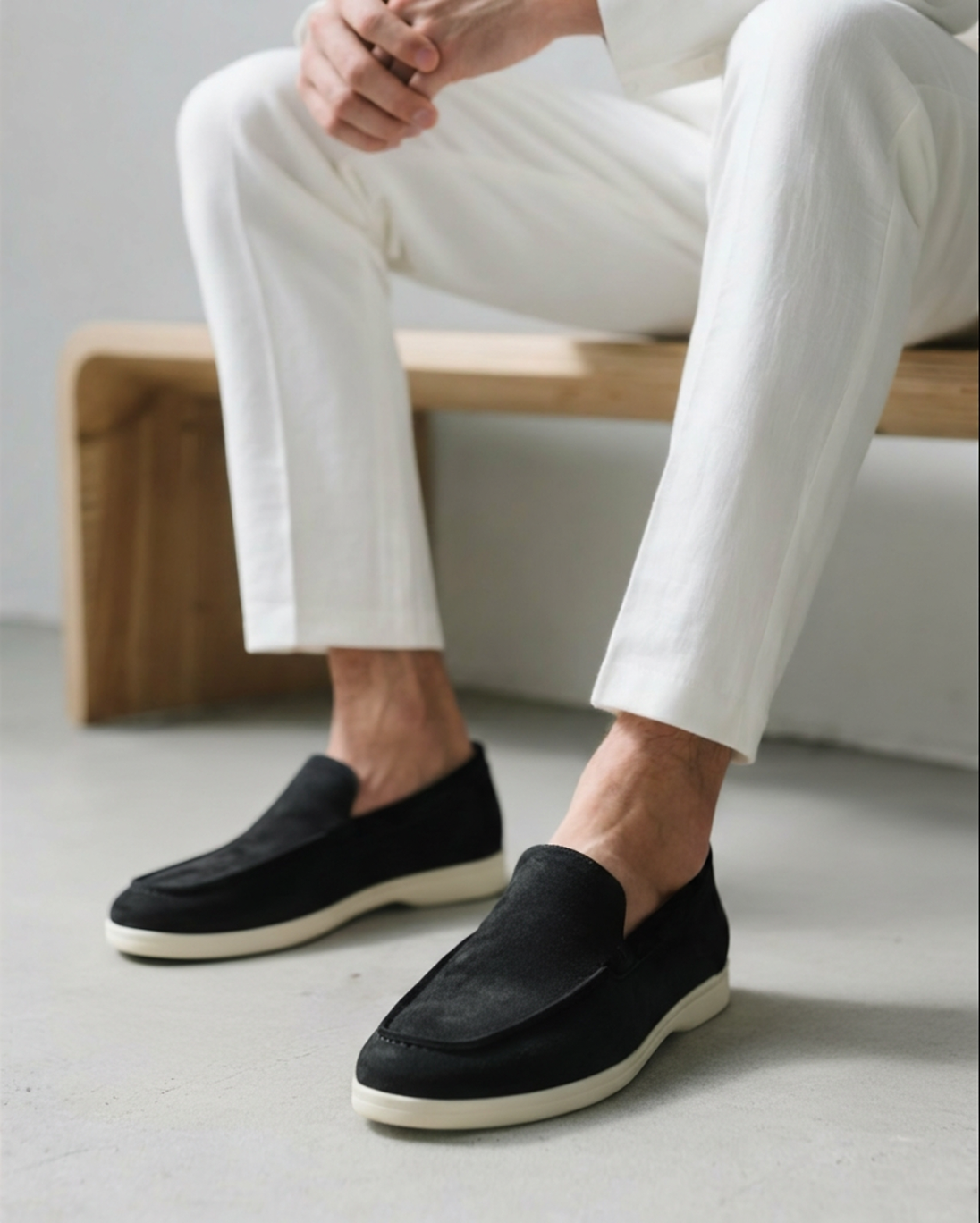 Suede Slip-On Loafers in Earth Brown