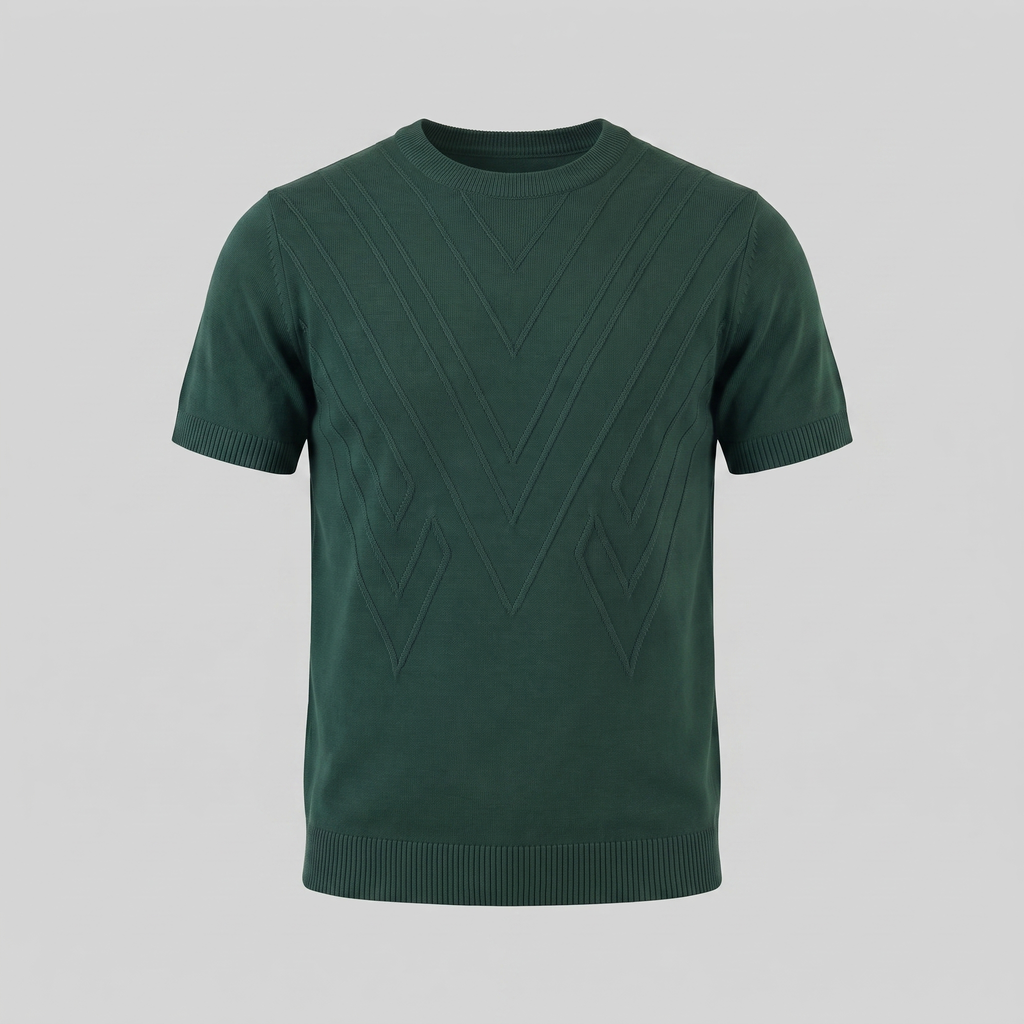 Textured Long Sleeve Crew Neck T-Shirt
